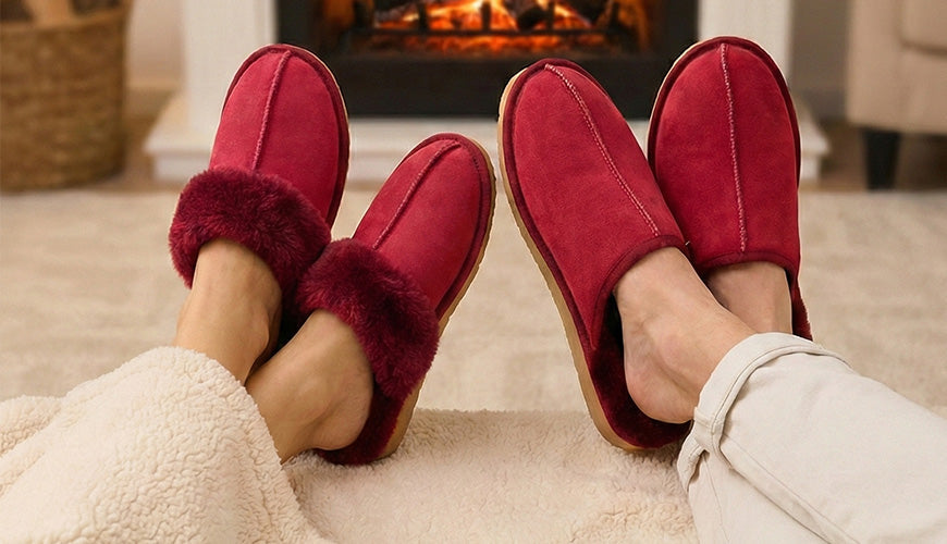 Pegia sheepskin slippers for men and women, warm indoor winter slippers worn at home