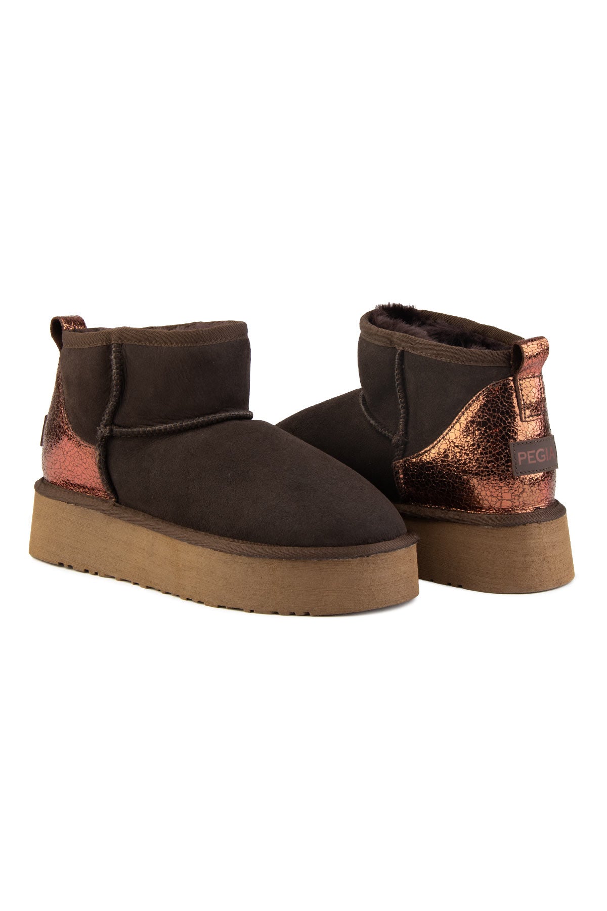 Pegia Jelsa Glossy Detailed Genuine Suede Women's Platform Boots - Pegia