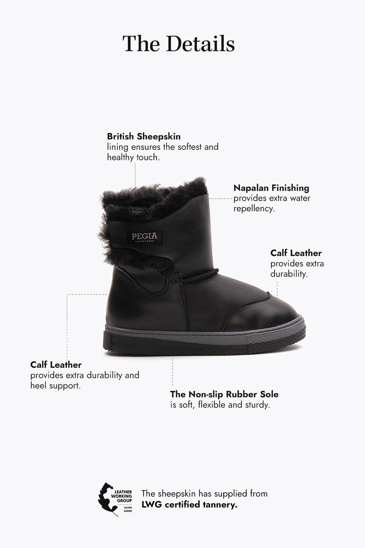 Pegia Denia Shearling Kids' Velcro Boots - Pegia