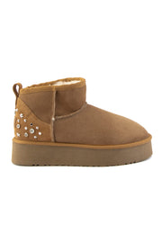 Pegia Masca Genuine Suede Jewel Detailed Women's Platform Boots - Pegia