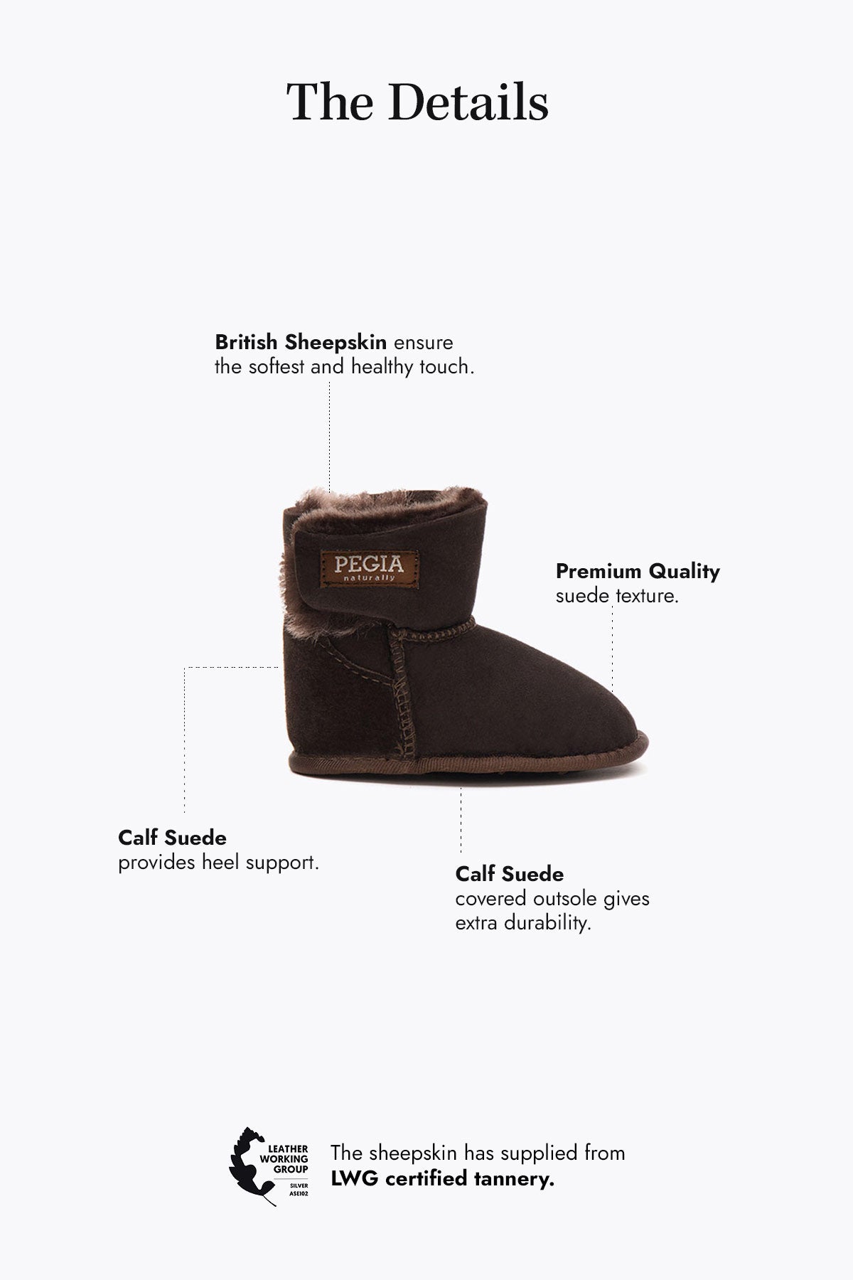 Pegia Lian Shearling De Velcro Para Bebé Patucos 