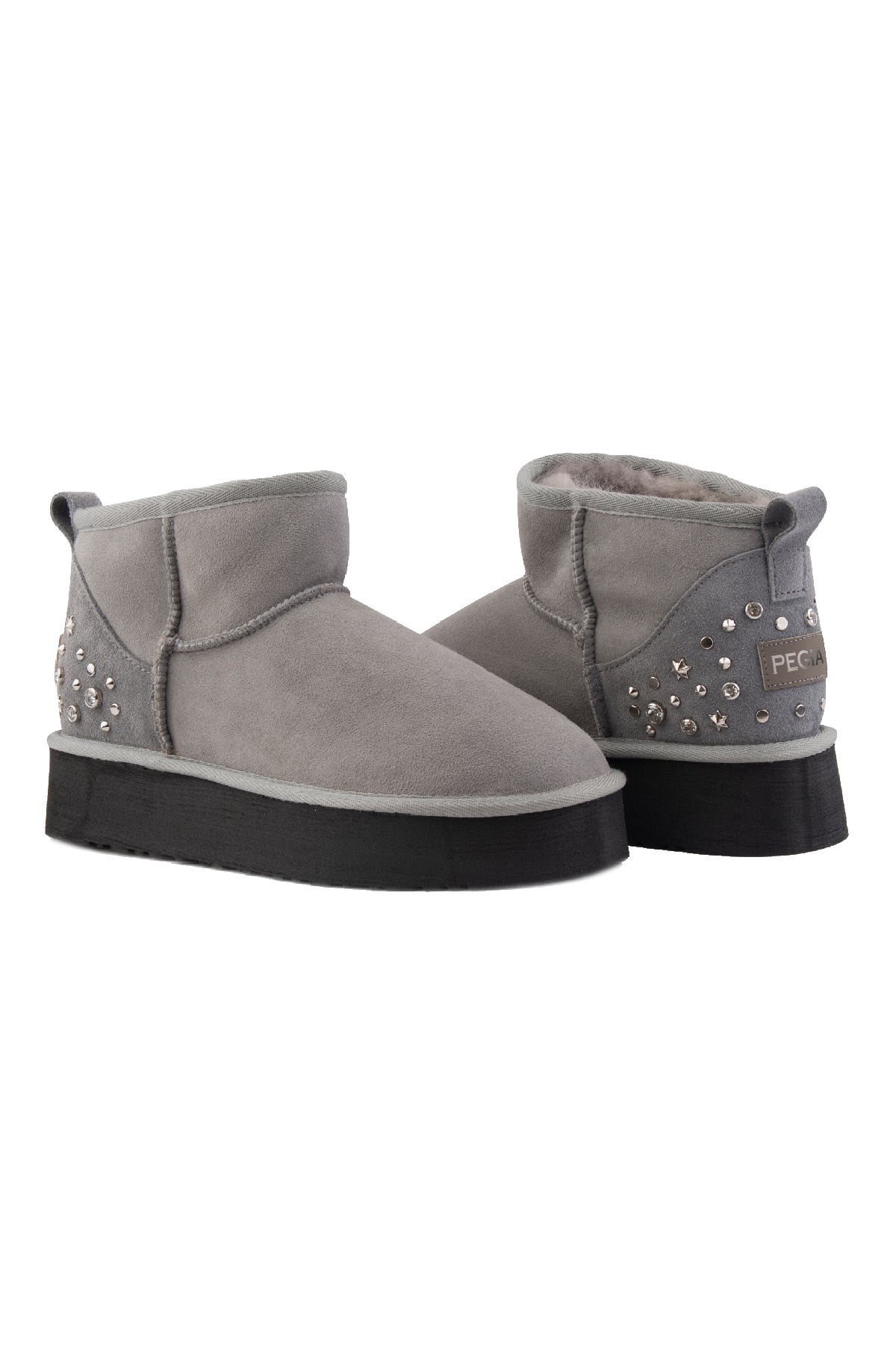 Pegia Masca Genuine Suede Jewel Detailed Women's Platform Boots - Pegia