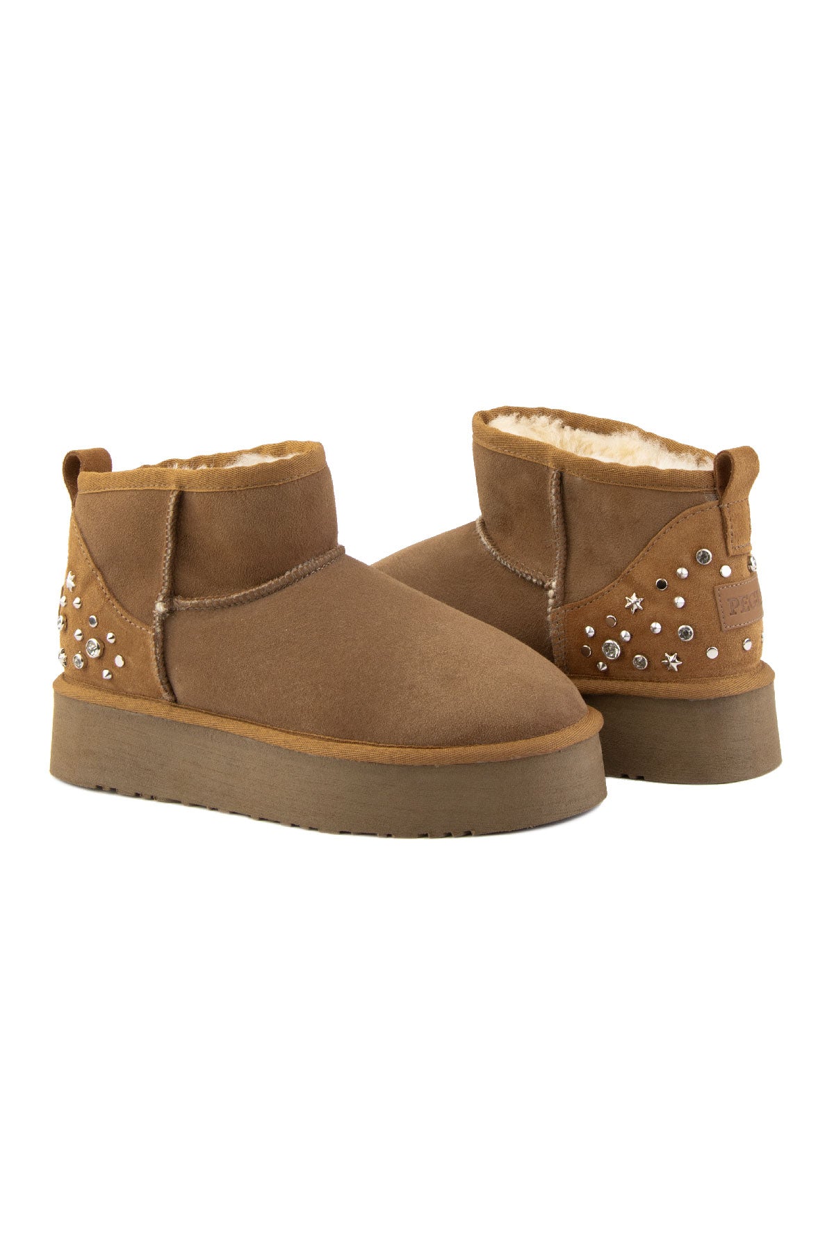 Pegia Masca Genuine Suede Jewel Detailed Women's Platform Boots - Pegia