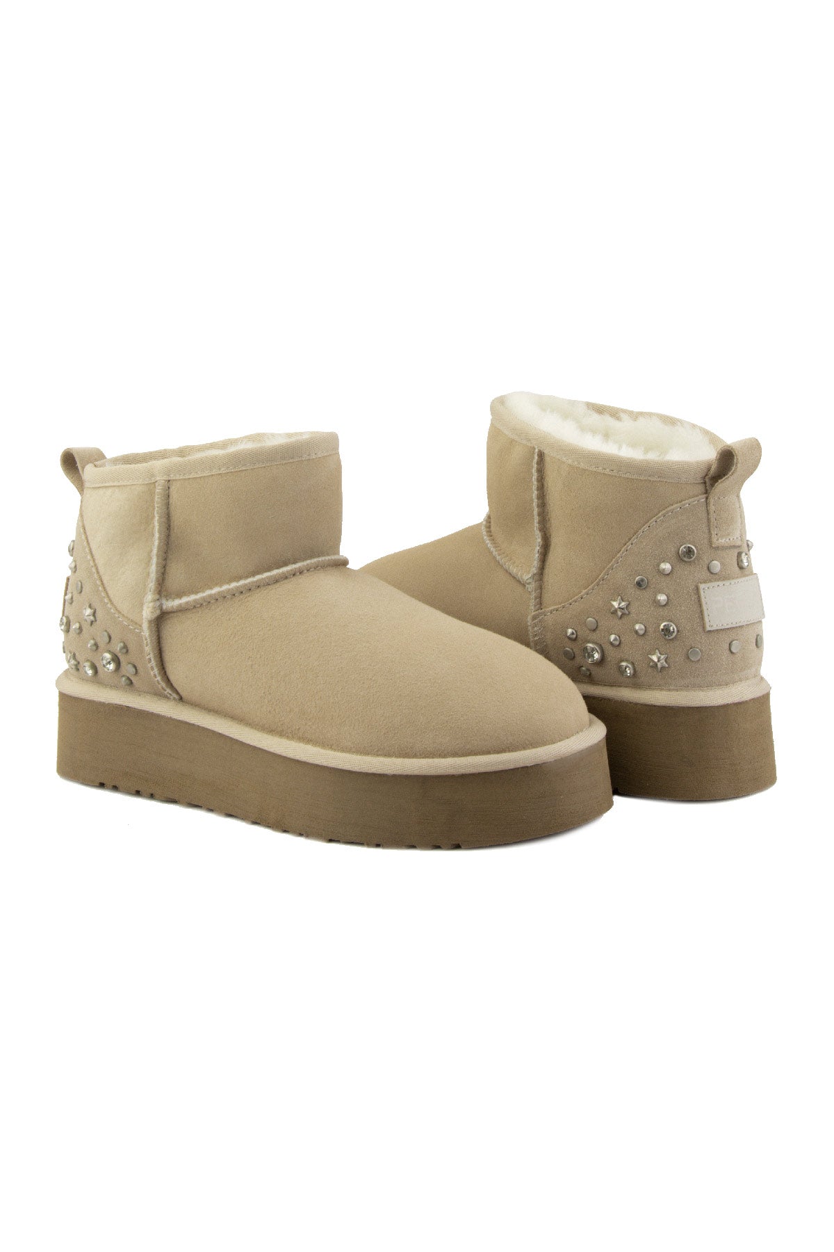 Pegia Masca Genuine Suede Jewel Detailed Women's Platform Boots - Pegia