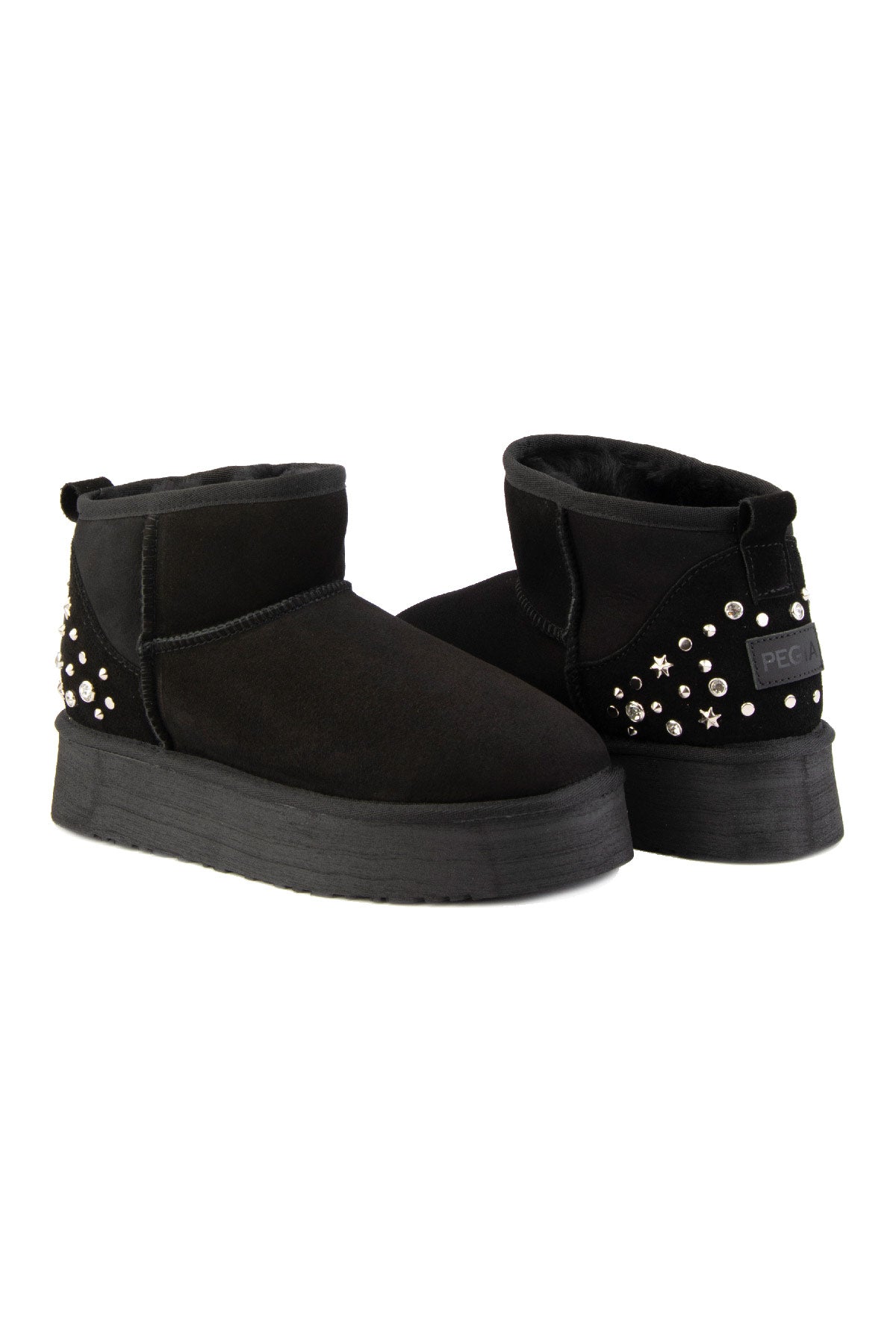Pegia Masca Genuine Suede Jewel Detailed Women's Platform Boots - Pegia