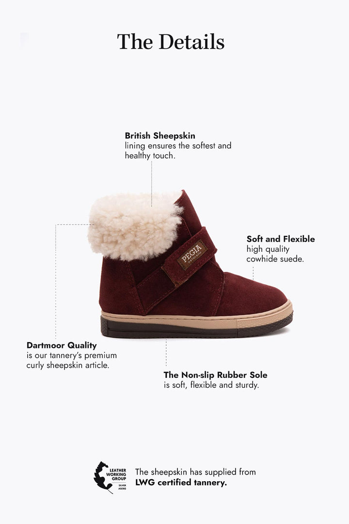 Pegia Arnes Shearling Kids' Velcro Boots - Pegia