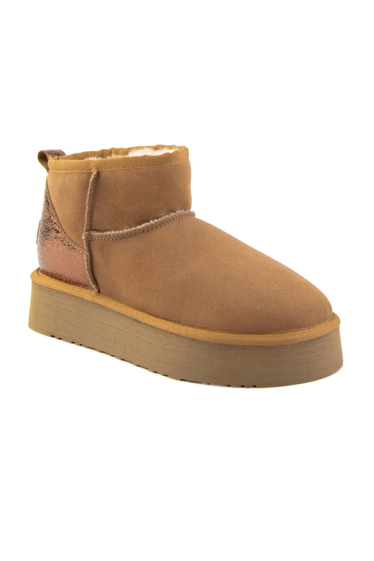 Pegia Jelsa Glossy Detailed Genuine Suede Women's Platform Boots - Pegia