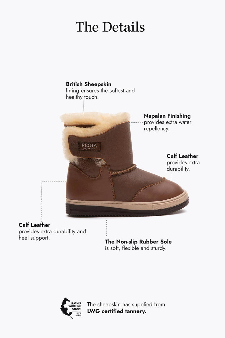 Pegia Denia Shearling Kids' Velcro Boots - Pegia