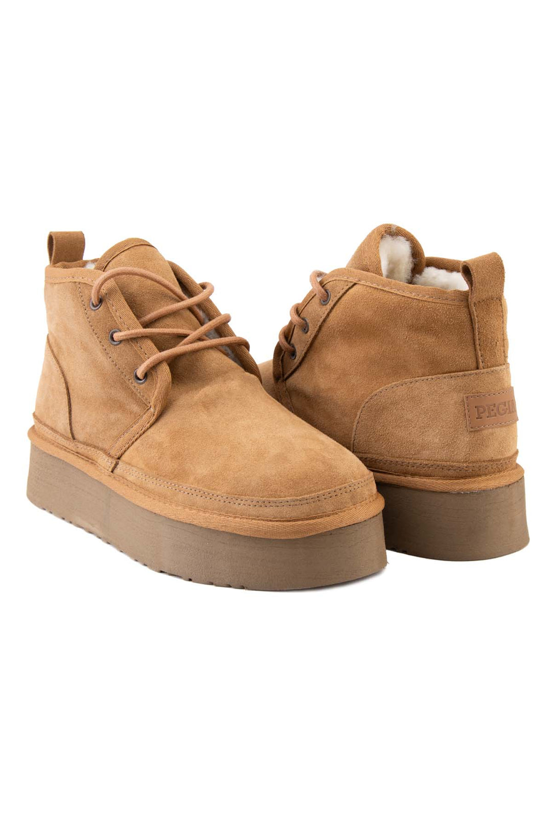 Bottes à plateforme à lacets pour femmes en daim véritable Pegia Muda