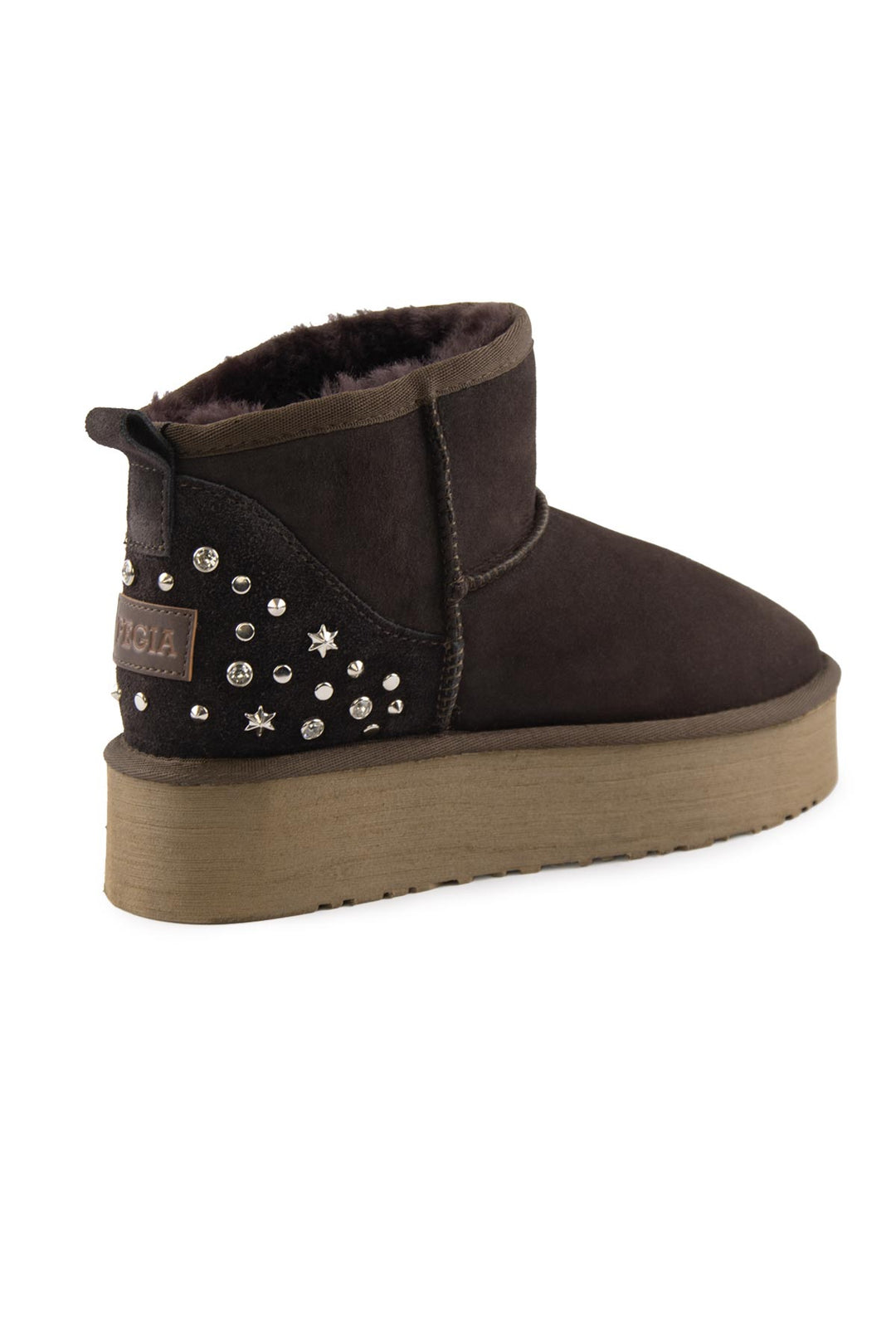 Pegia Masca Genuine Suede Jewel Detailed Women's Platform Boots - Pegia