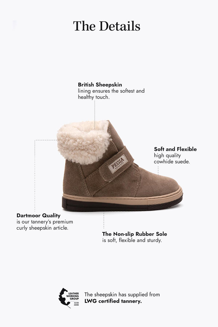 Pegia Arnes Shearling Kids' Velcro Boots - Pegia