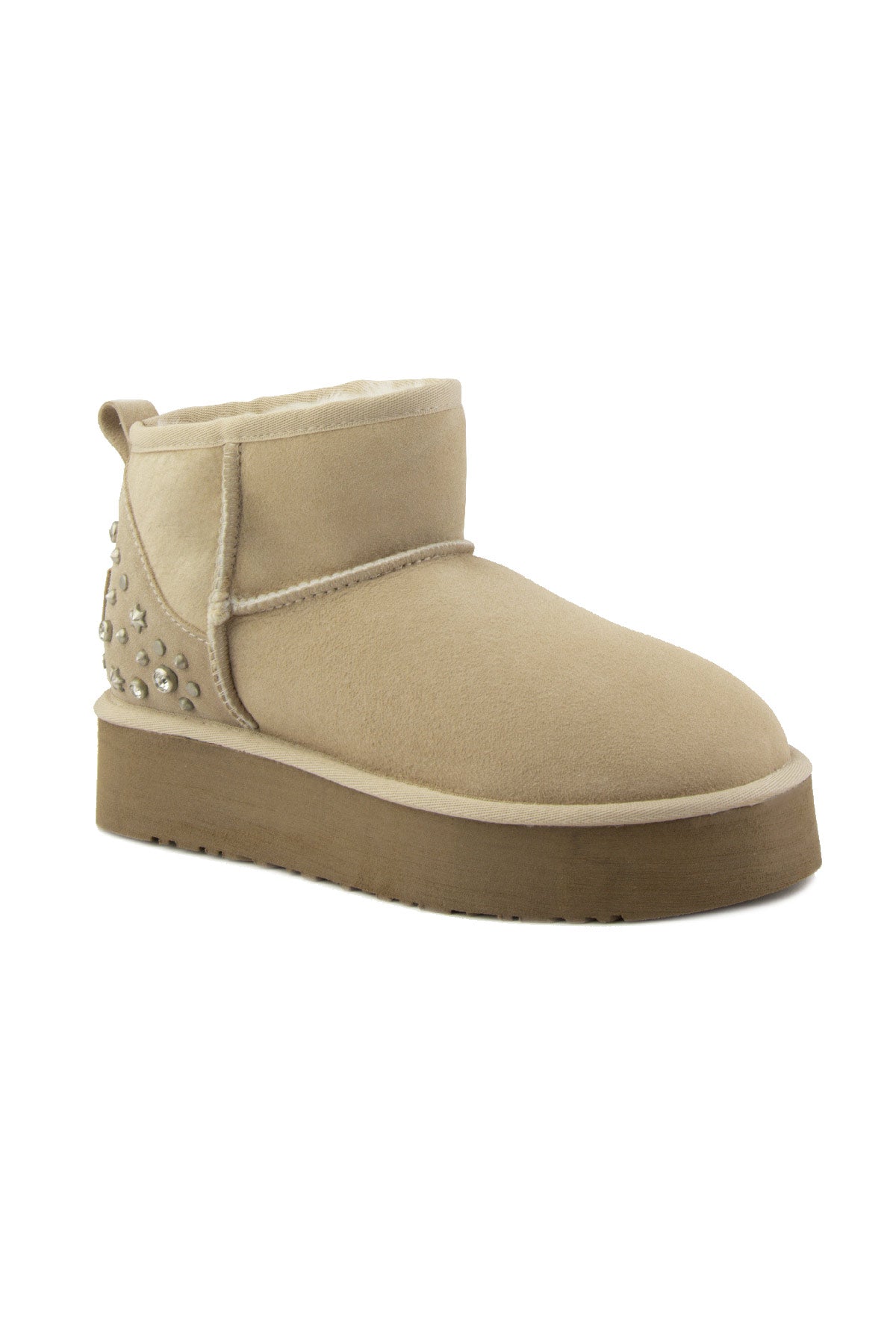 Pegia Masca Genuine Suede Jewel Detailed Women's Platform Boots - Pegia