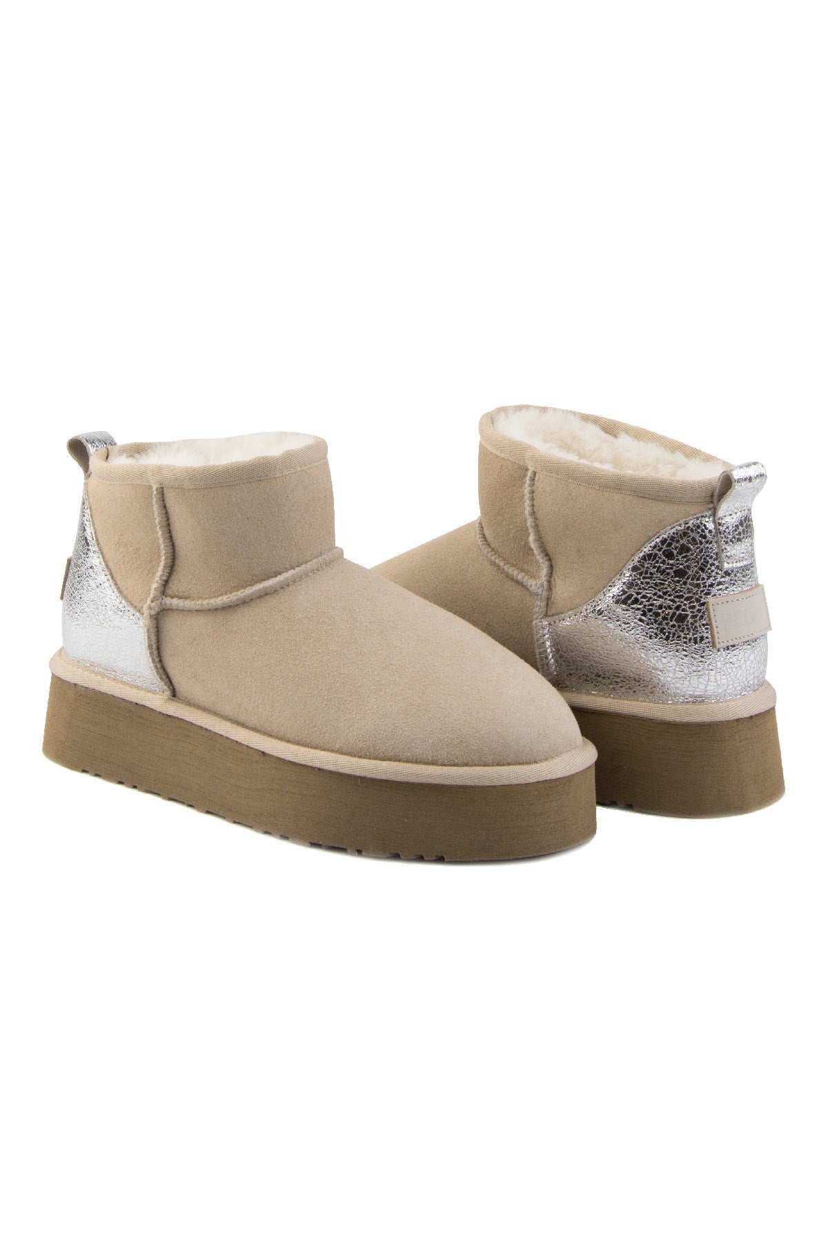 Pegia Jelsa Glossy Detailed Genuine Suede Women's Platform Boots - Pegia