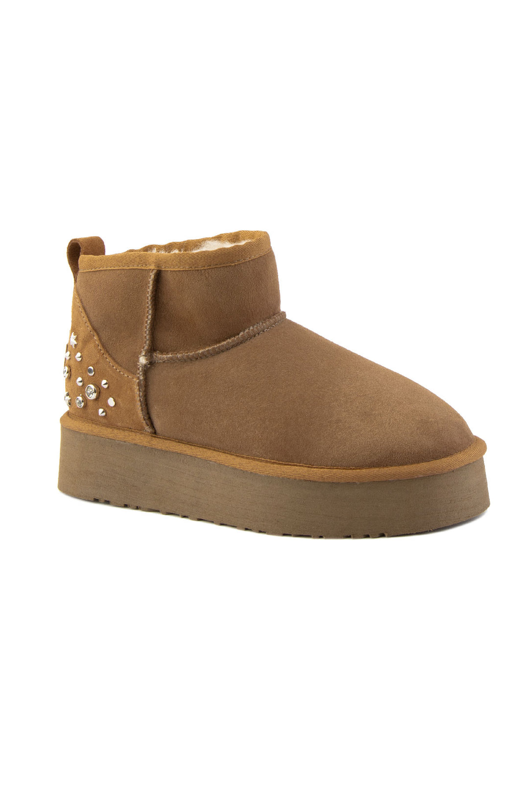 Pegia Masca Genuine Suede Jewel Detailed Women's Platform Boots - Pegia