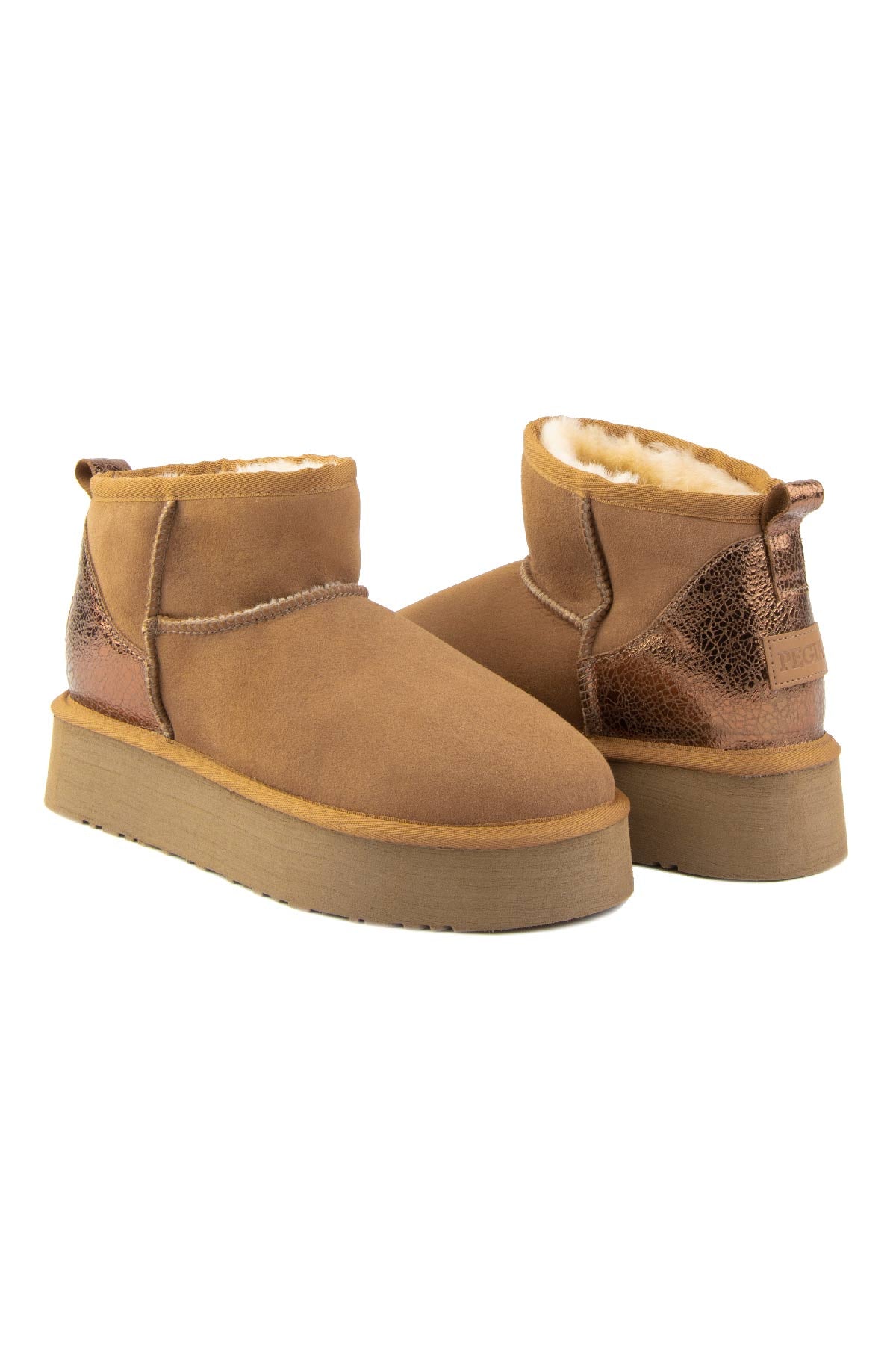 Pegia Jelsa Glossy Detailed Genuine Suede Women's Platform Boots - Pegia