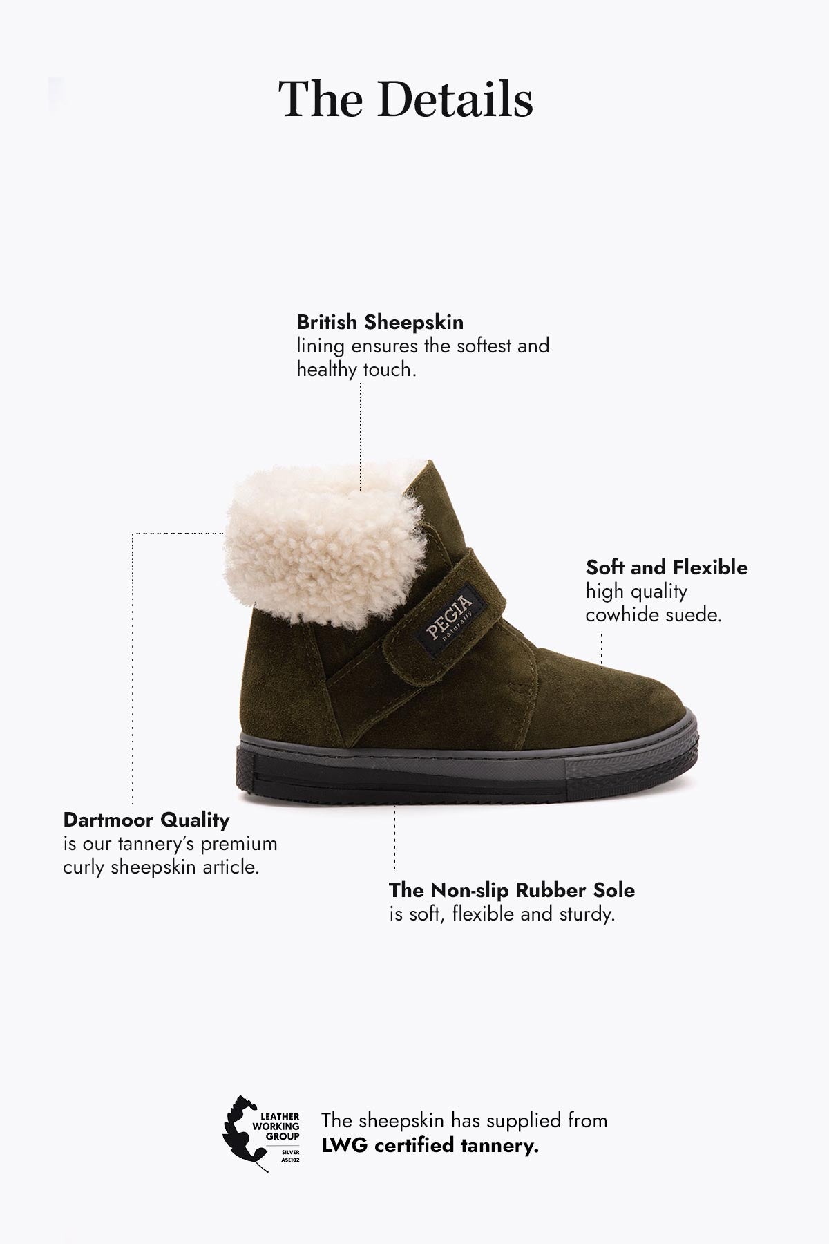 Pegia Arnes Shearling Kids' Velcro Boots