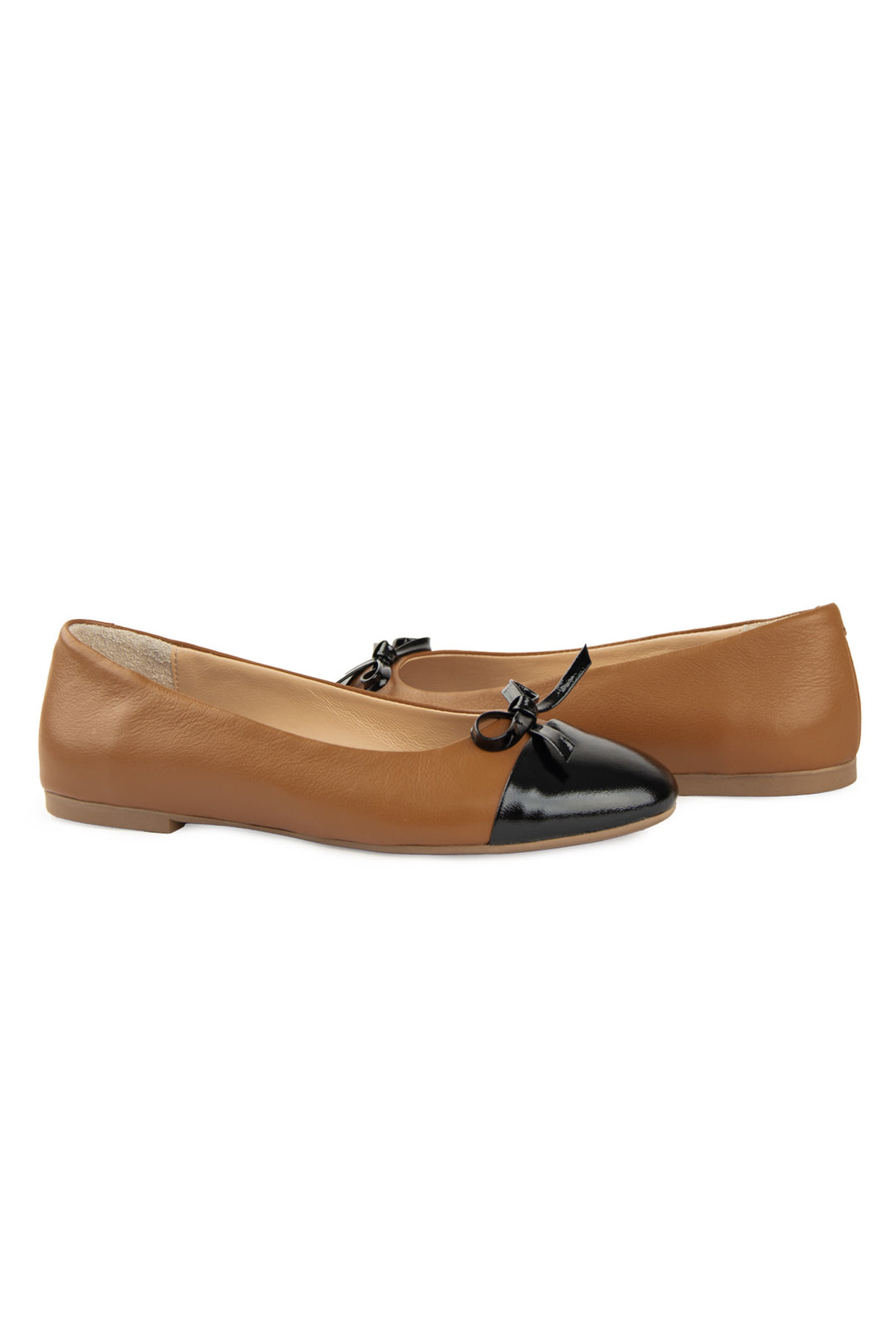 Pegia Enya Leather Patent-Toe Ballet Flats
