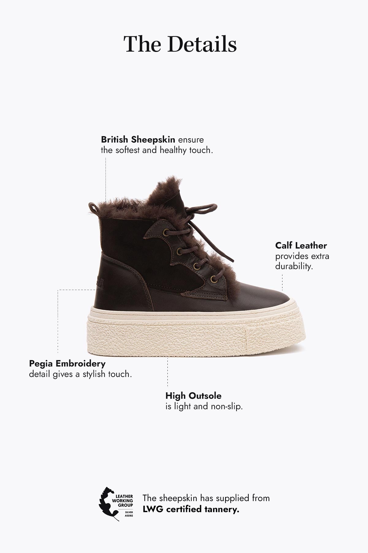 Pegia Nora Shearling Platform Women's Boots - Pegia