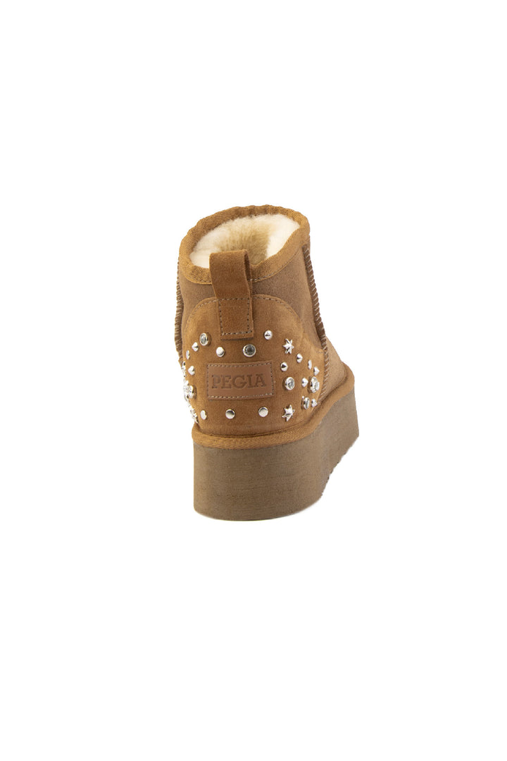 Pegia Masca Genuine Suede Jewel Detailed Women's Platform Boots - Pegia