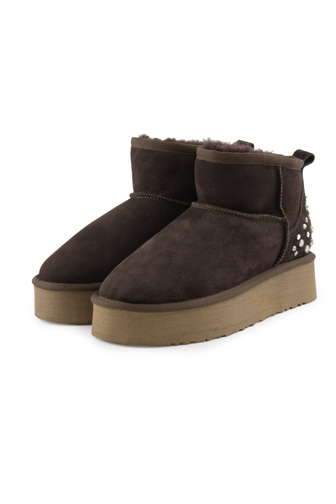 Pegia Masca Genuine Suede Jewel Detailed Women's Platform Boots - Pegia