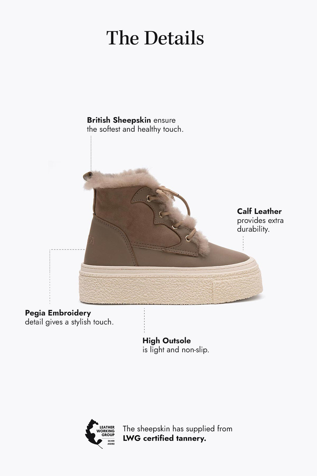 Pegia Nora Shearling Platform Women's Boots - Pegia