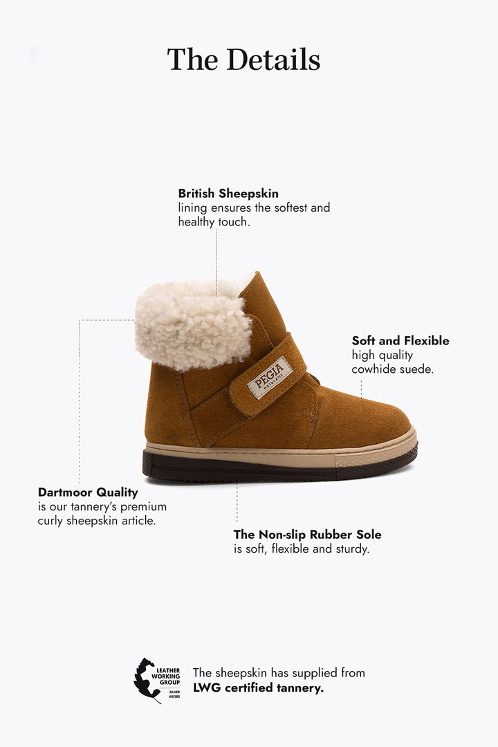 Pegia Arnes Shearling Kids' Velcro Boots - Pegia