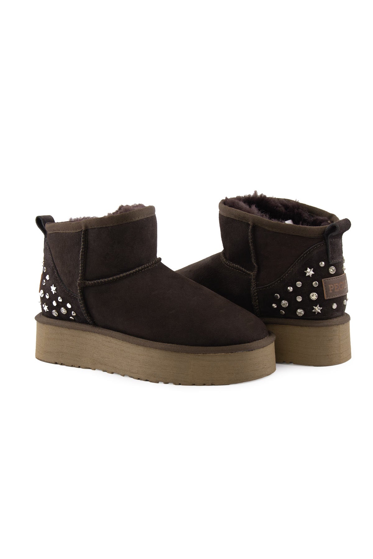 Pegia Masca Genuine Suede Jewel Detailed Women's Platform Boots - Pegia