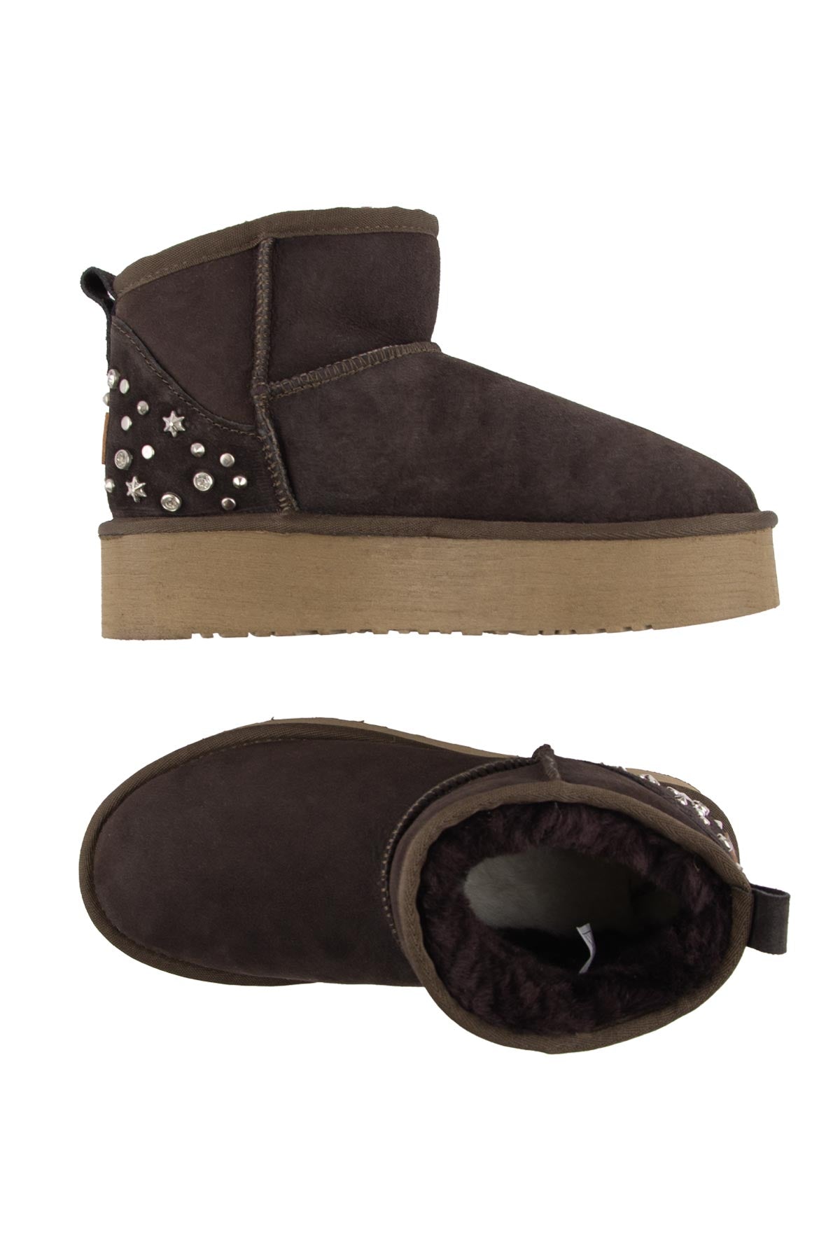 Pegia Masca Genuine Suede Jewel Detailed Women's Platform Boots - Pegia