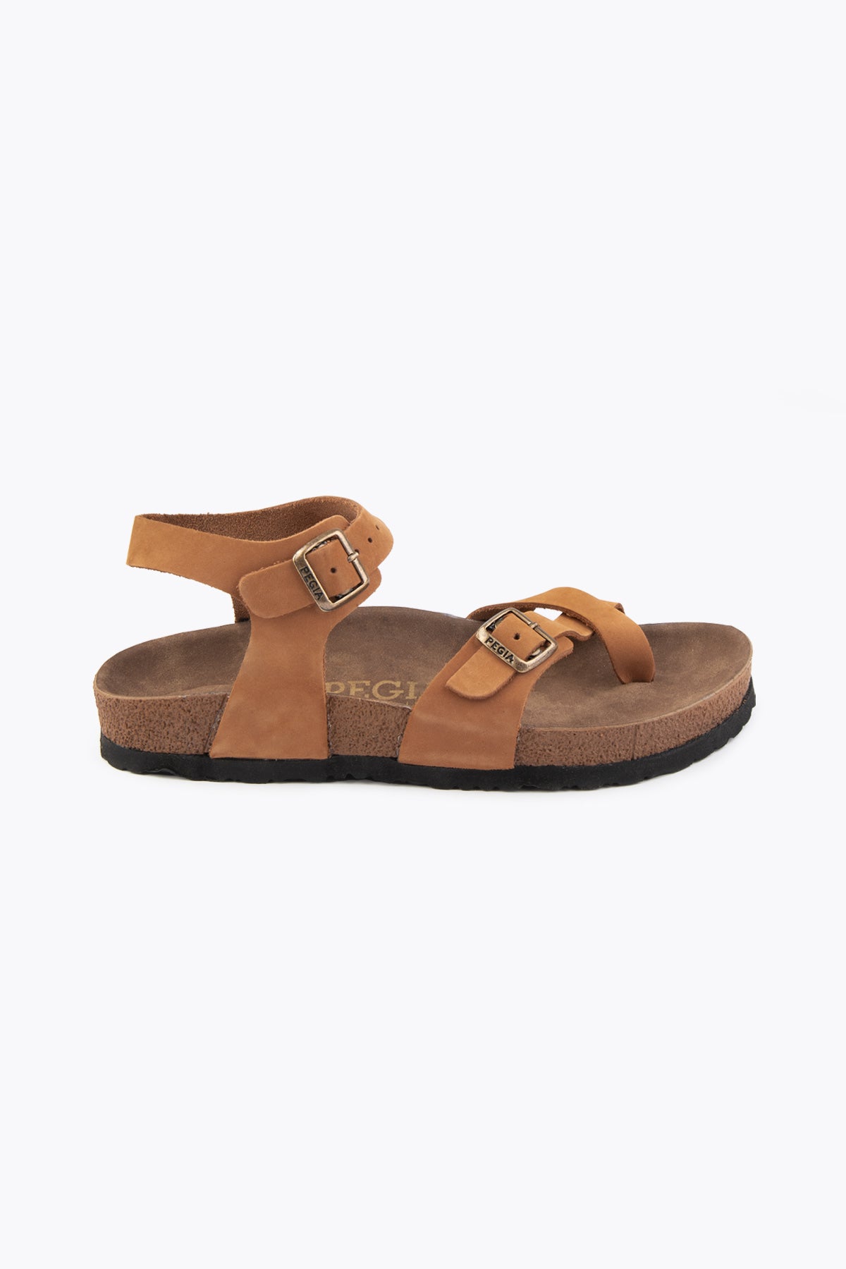 Pegia Neria Damen-Sandalen mit Zehenschlaufe aus echtem Wildleder