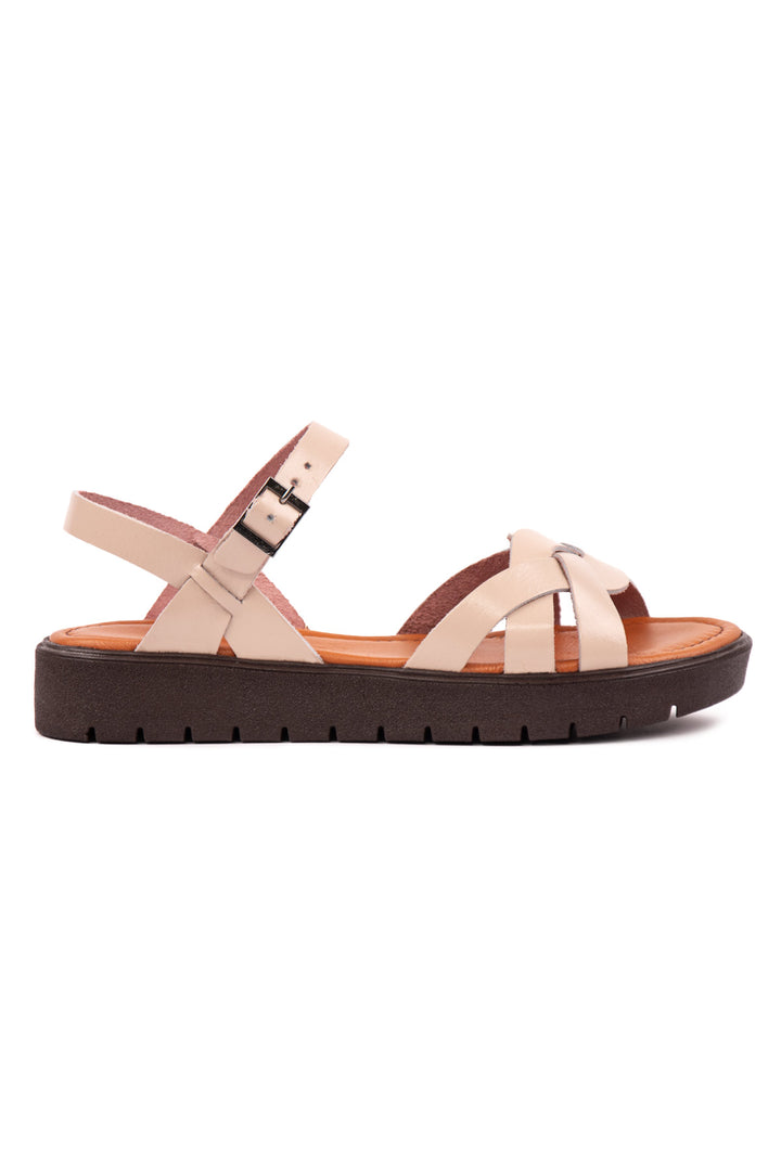 Pegia Milos Dames Leren Geknoopte Band Platform Sandalen