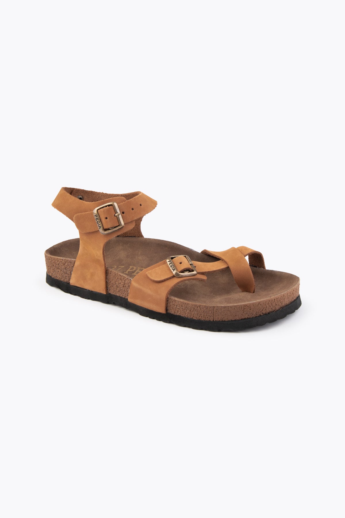 Pegia Neria Damen-Sandalen mit Zehenschlaufe aus echtem Wildleder