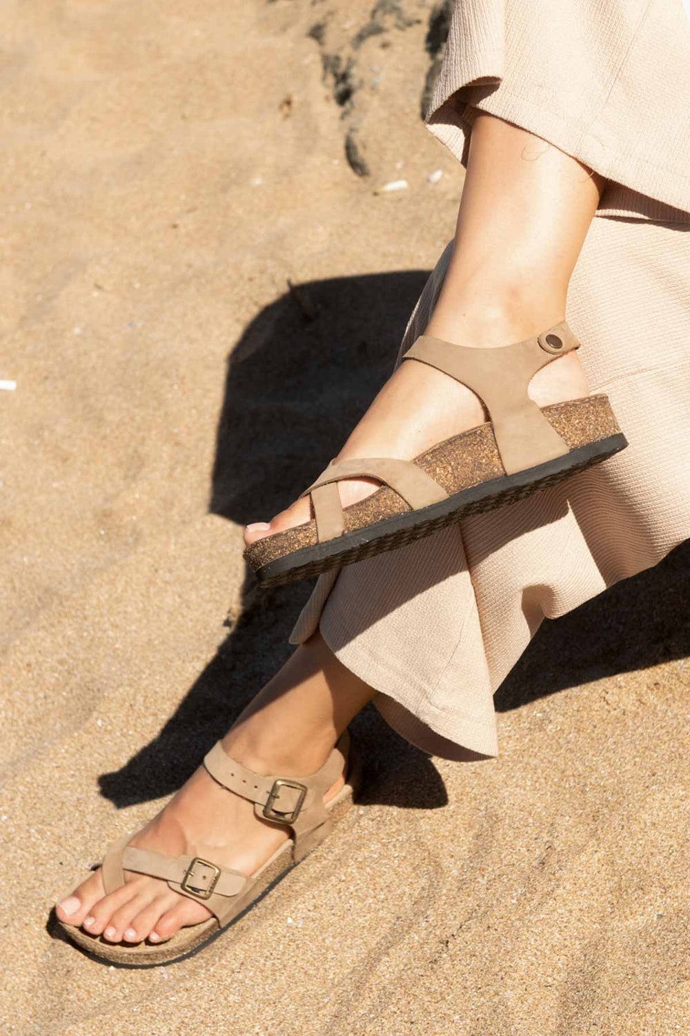 Pegia Neria Genuine Suede Women's Toe Loop Sandals - Pegia