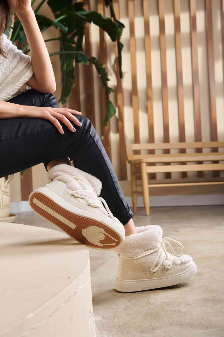 Cool Moon Genuine Sheepskin Women's Sneakers 355067  - Ivory