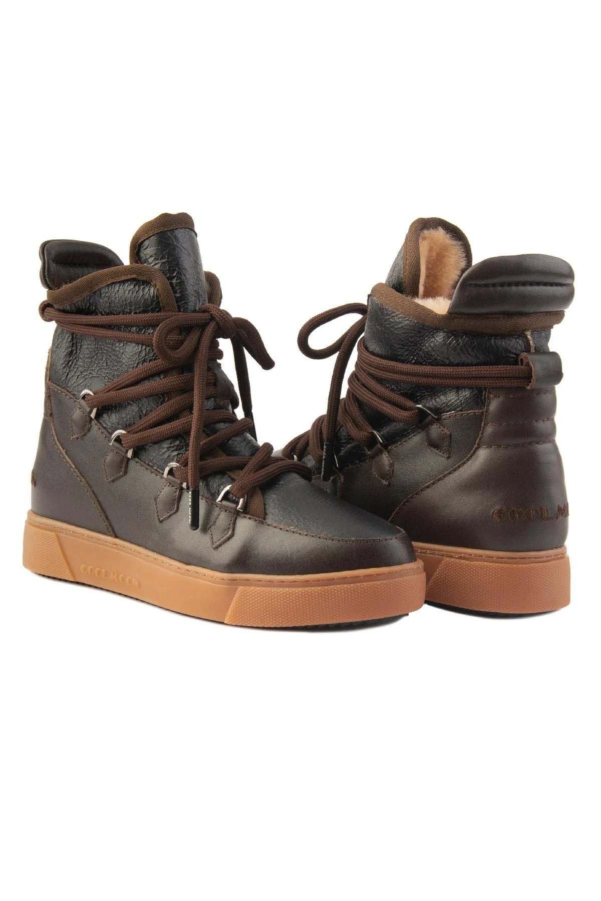 Cool Moon Shearling Women's Sneakers 365051  - Choco