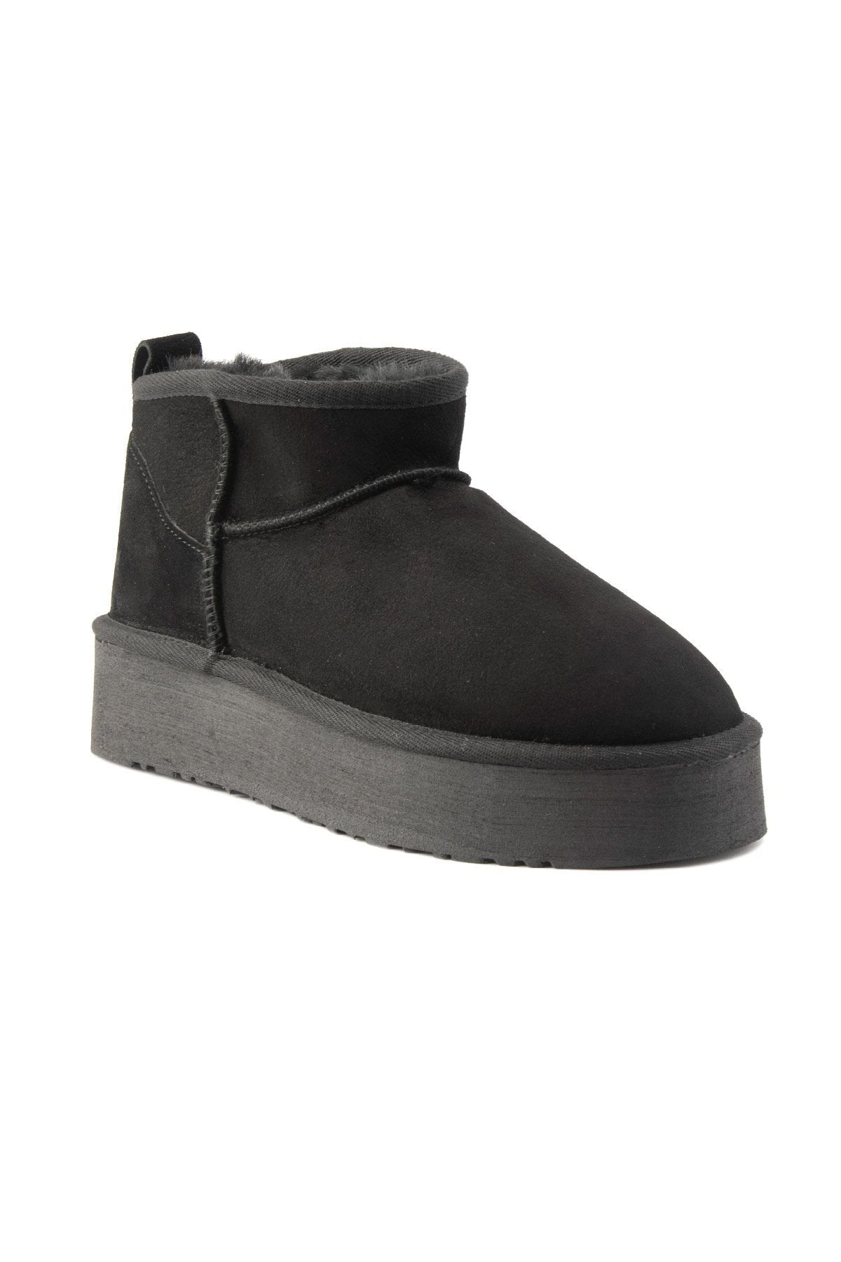 Cool Moon Women's Fur High Soles 365520  - Black
