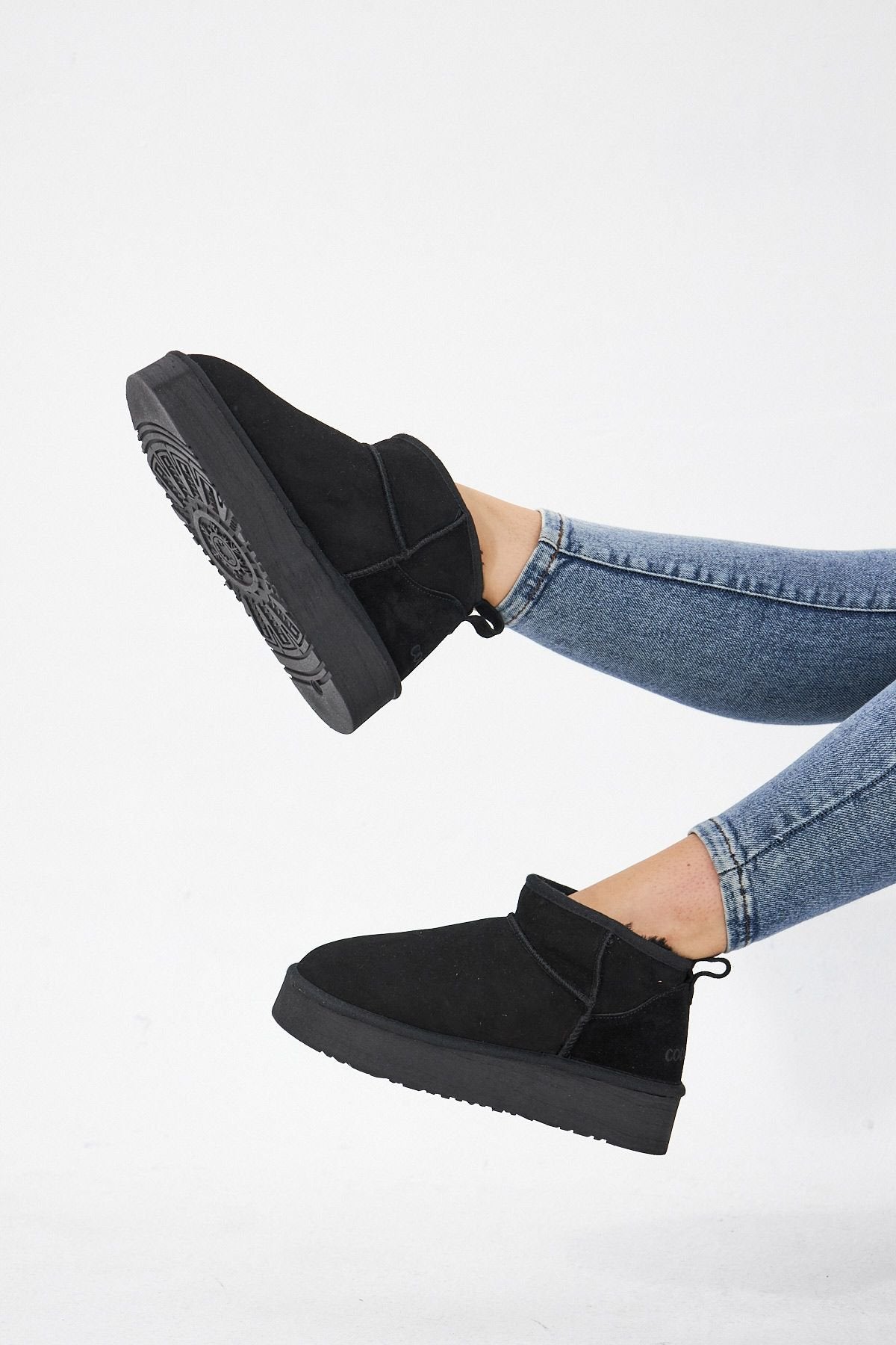 Cool Moon Women's Fur High Soles 365520  - Black
