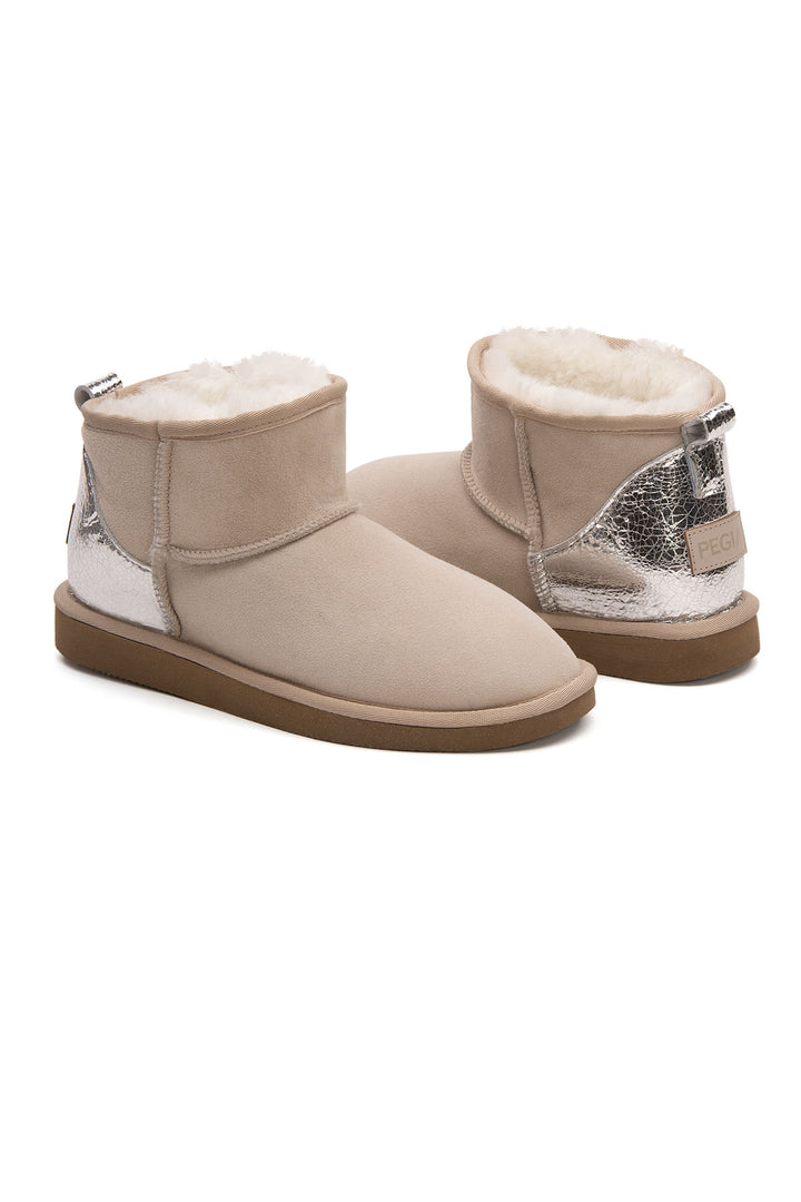 Pegia Jelsa Glossy Detailed Genuine Suede Women's Mini Boots - Pegia