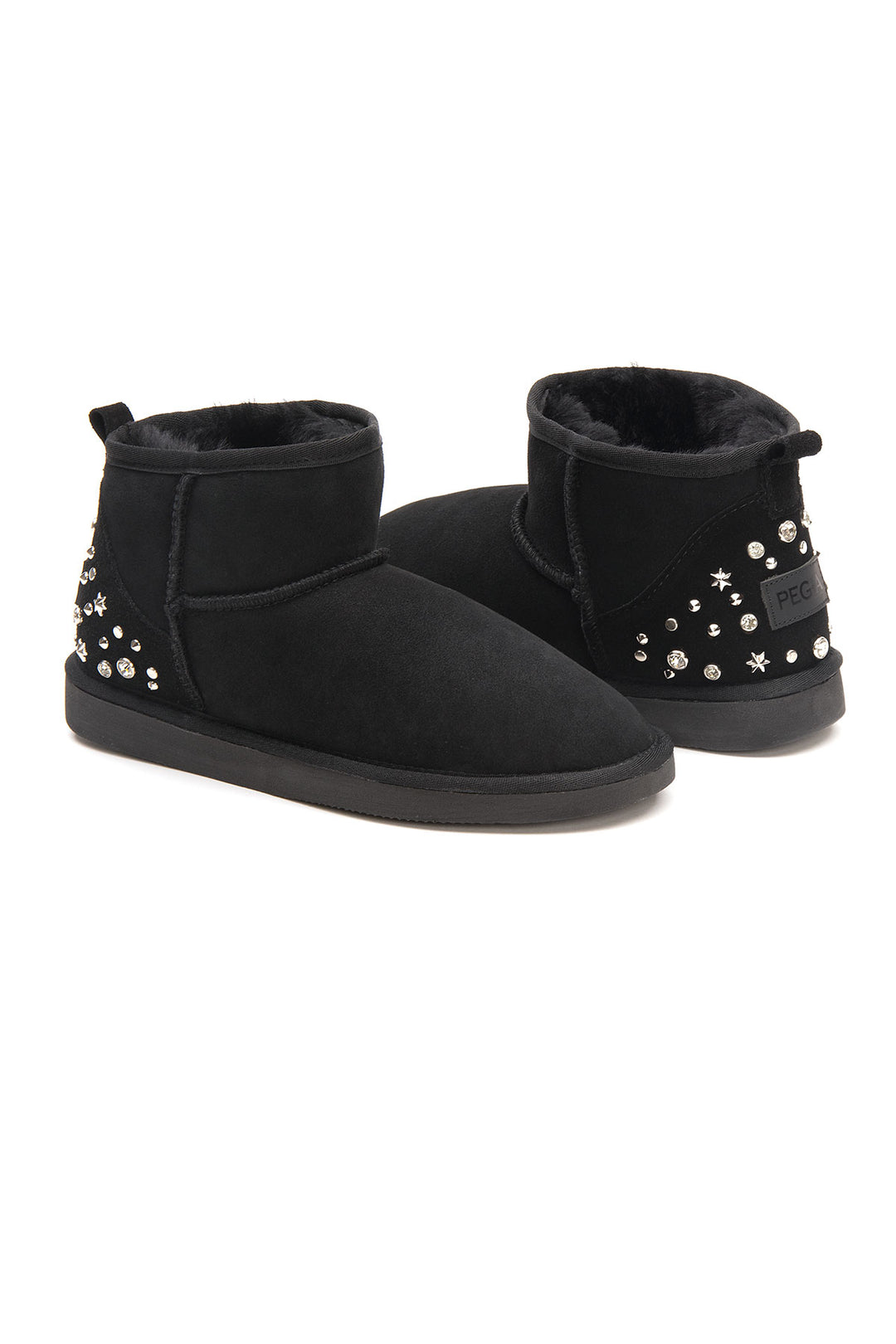 Pegia Masca Genuine Suede Jewel Detailed Women's Mini Boots - Pegia