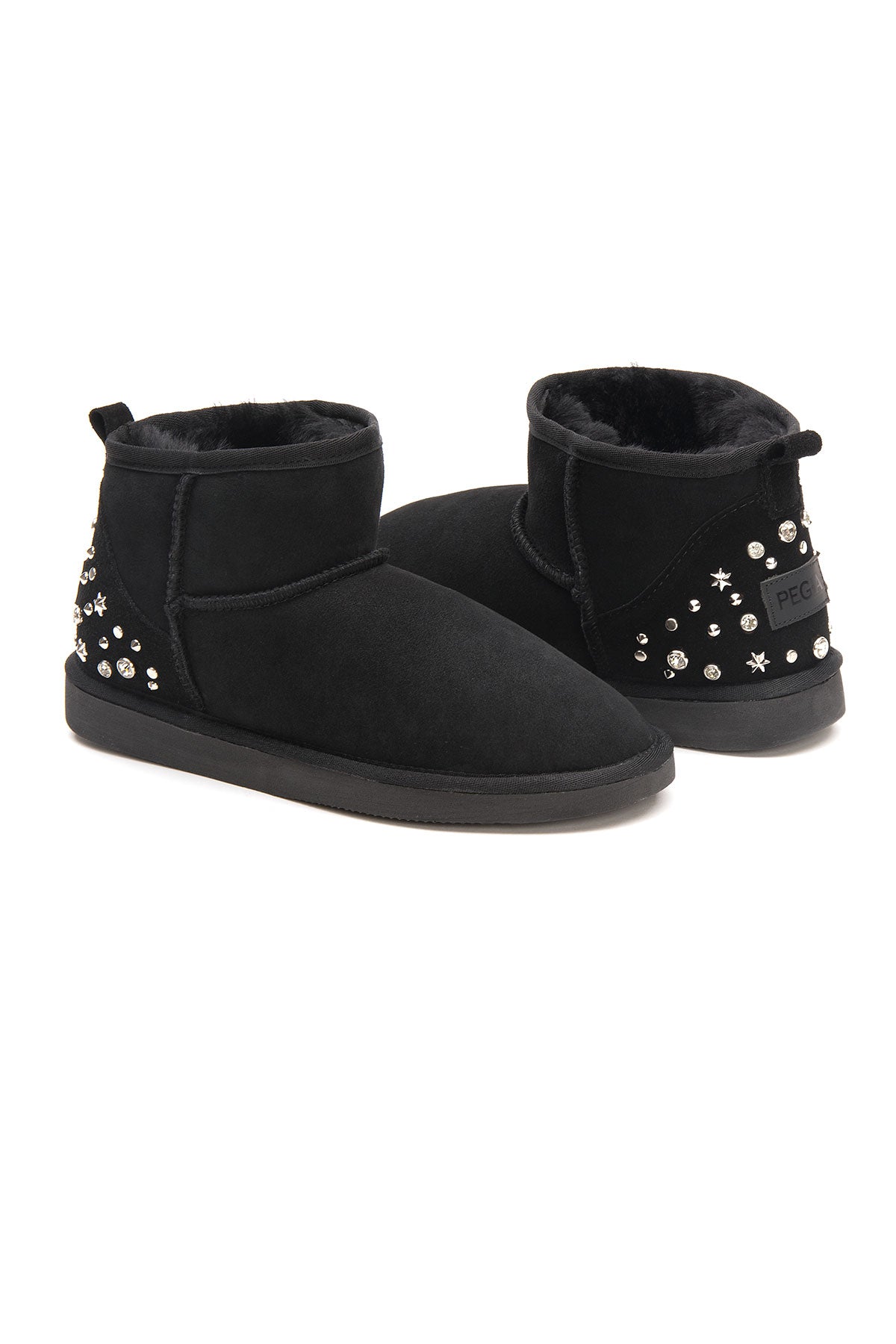 Pegia Masca Genuine Suede Jewel Detailed Women's Mini Boots - Pegia