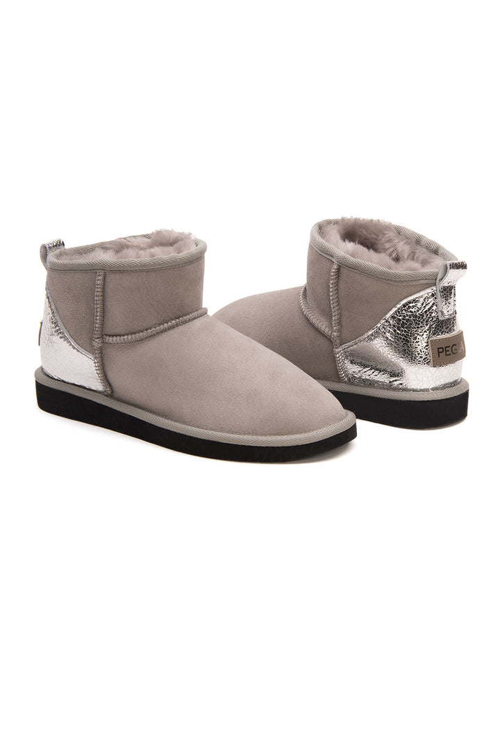 Pegia Jelsa Glossy Detailed Genuine Suede Women's Mini Boots - Pegia