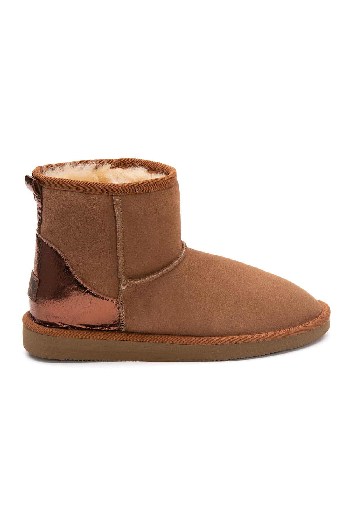 Pegia Jelsa Glossy Detailed Genuine Suede Women's Short Boots - Pegia