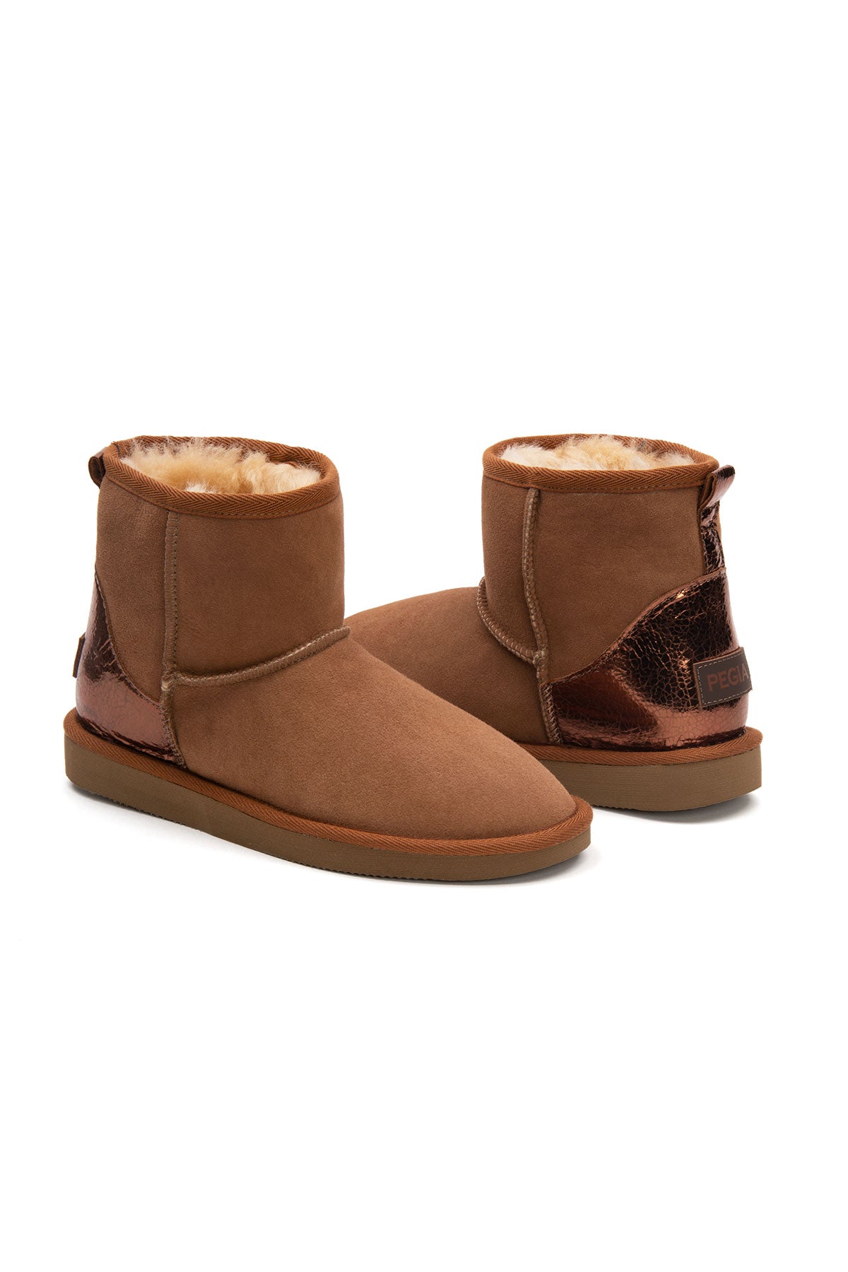 Pegia Jelsa Glossy Detailed Genuine Suede Women's Short Boots - Pegia