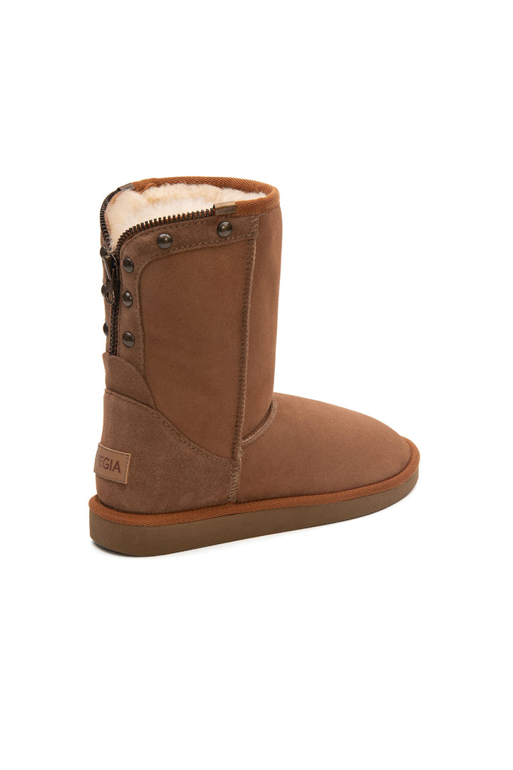 Pegia Vian Genuine Suede Back Zip Women's Boots - Pegia