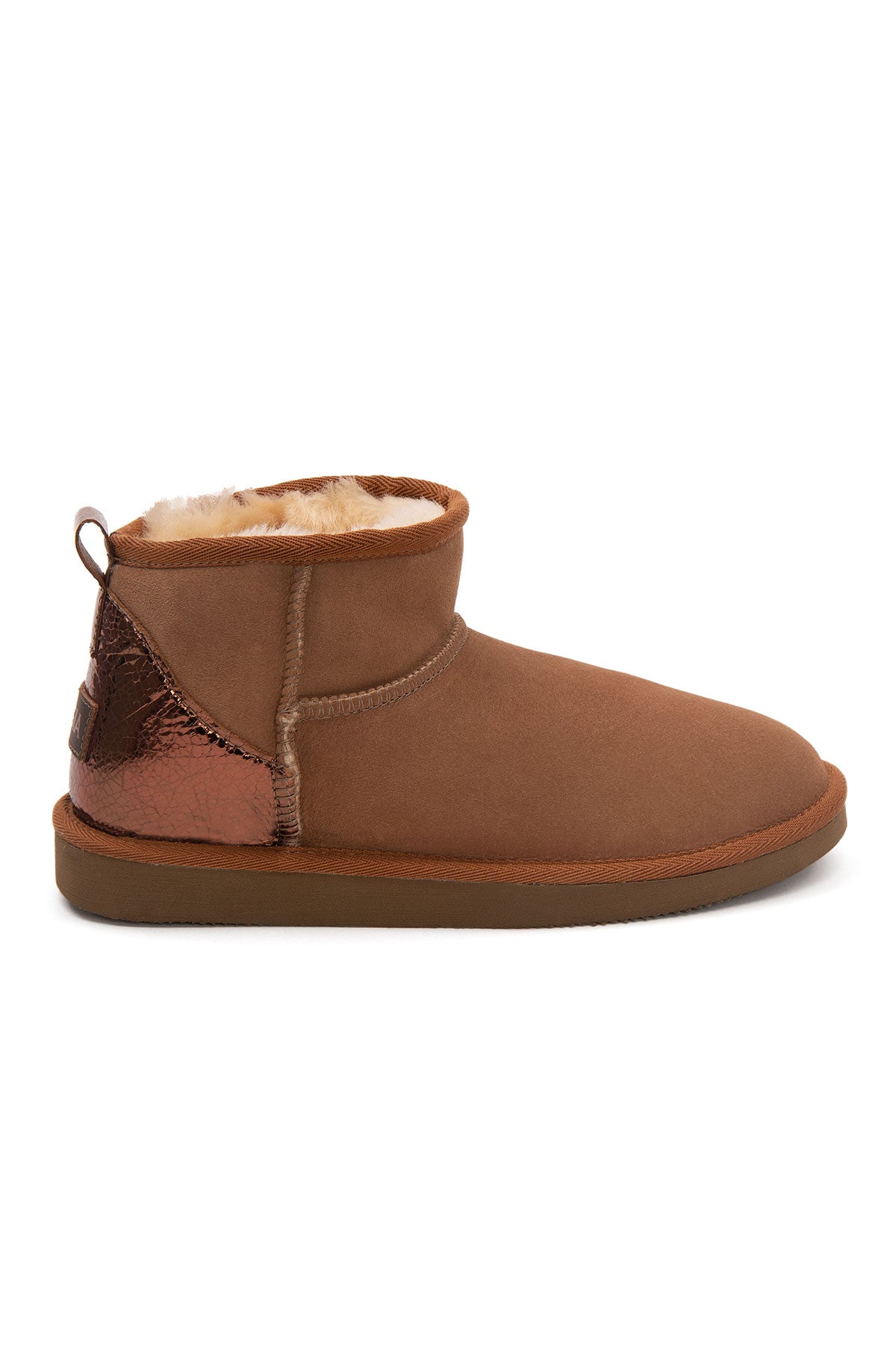 Pegia Jelsa Glossy Detailed Genuine Suede Women's Mini Boots - Pegia