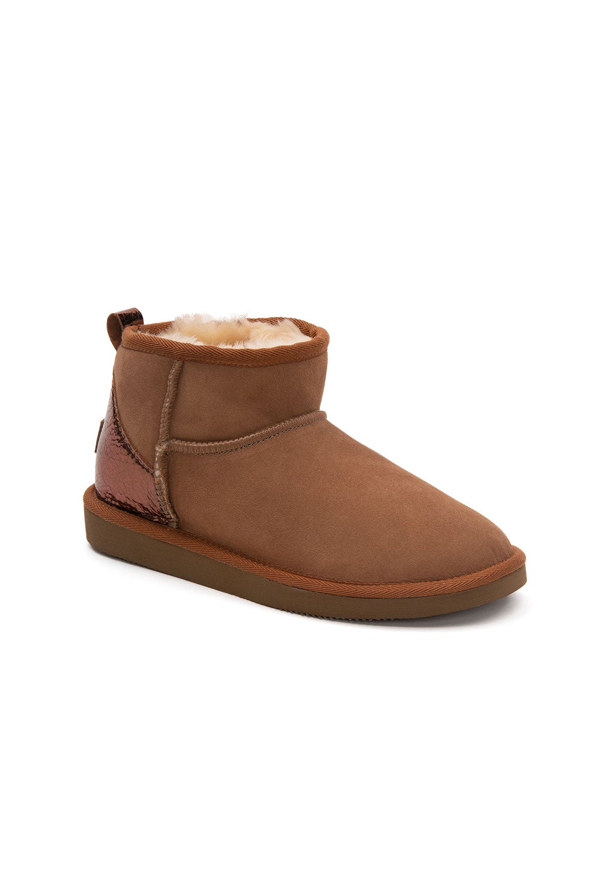 Pegia Jelsa Glossy Detailed Genuine Suede Women's Mini Boots - Pegia