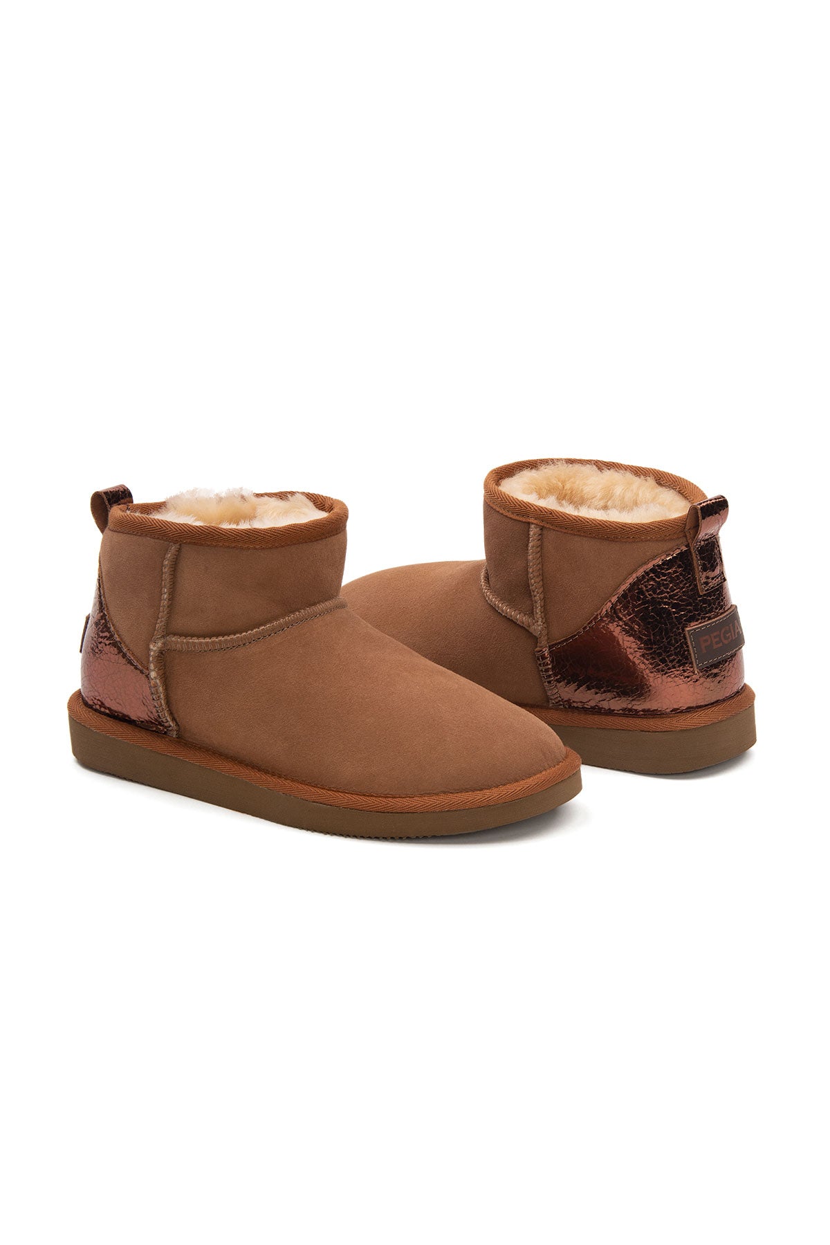 Pegia Jelsa Glossy Detailed Genuine Suede Women's Mini Boots - Pegia