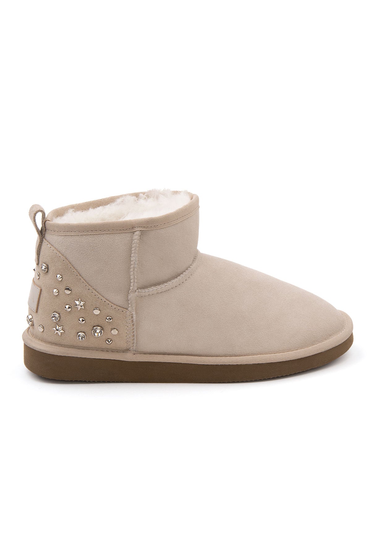 Pegia Masca Genuine Suede Jewel Detailed Women's Mini Boots - Pegia