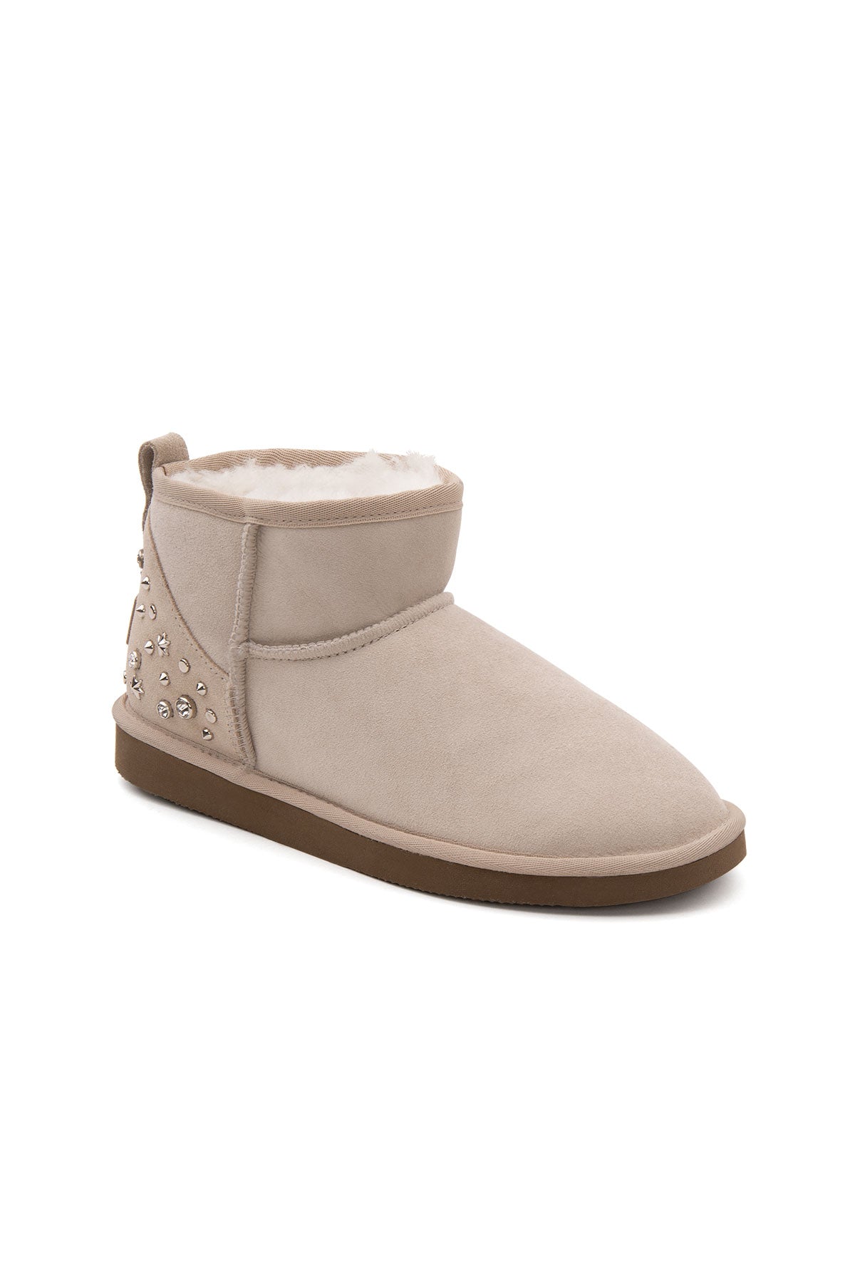 Pegia Masca Genuine Suede Jewel Detailed Women's Mini Boots - Pegia