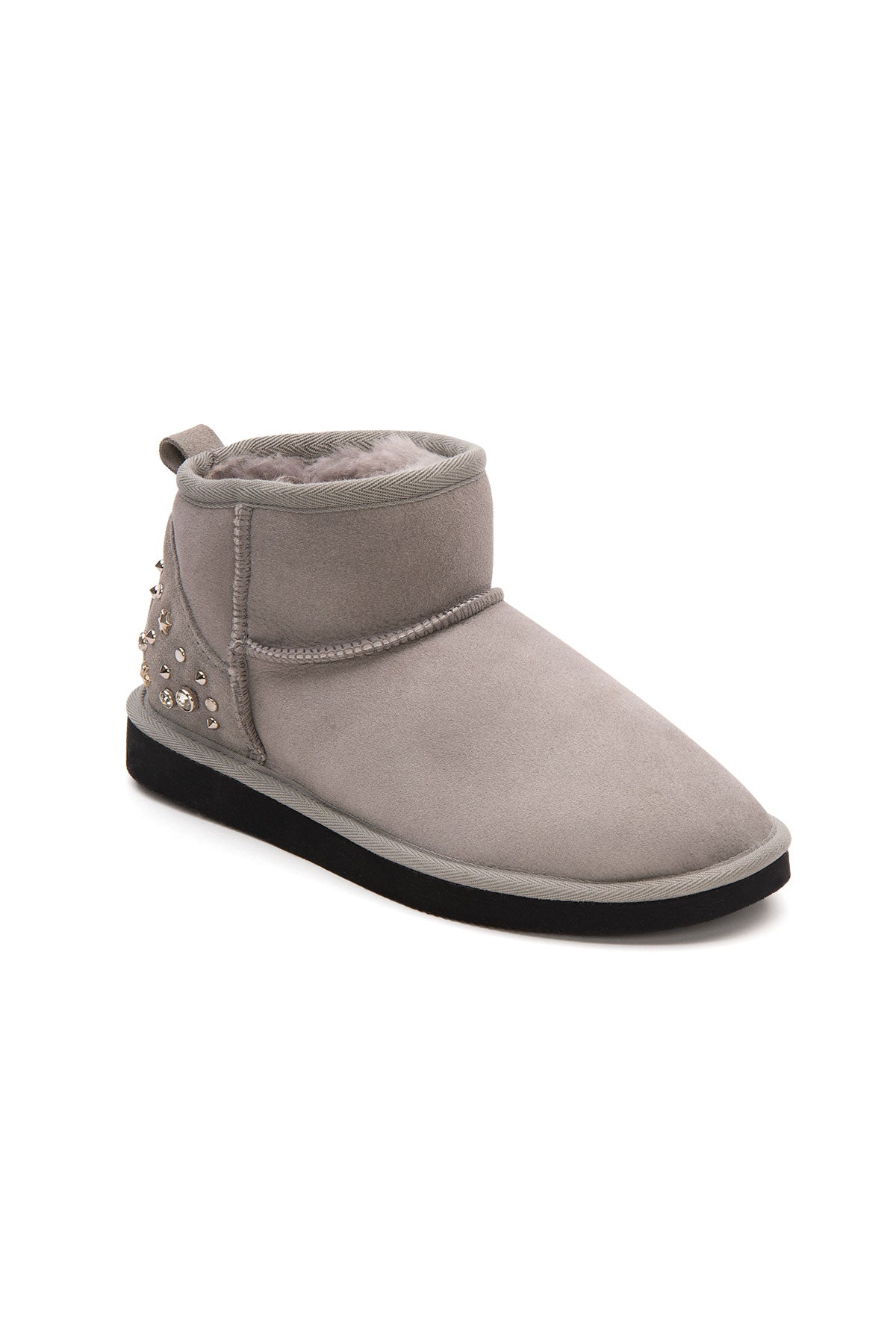 Pegia Masca Genuine Suede Jewel Detailed Women's Mini Boots - Pegia