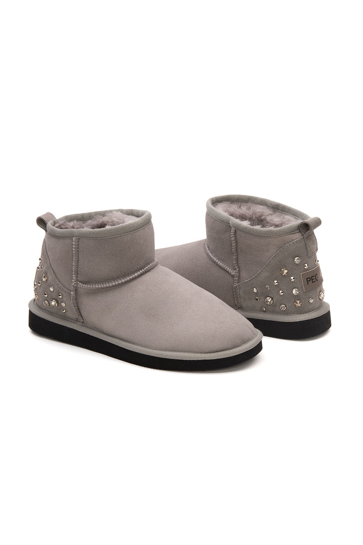 Pegia Masca Genuine Suede Jewel Detailed Women's Mini Boots - Pegia